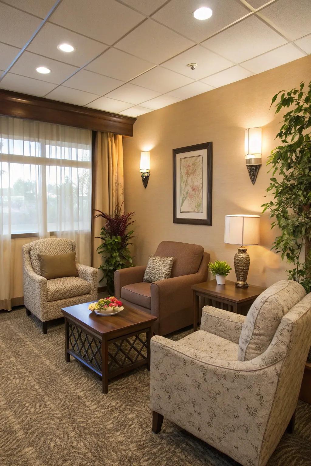 A cozy seating nook fosters relaxation and conversation.