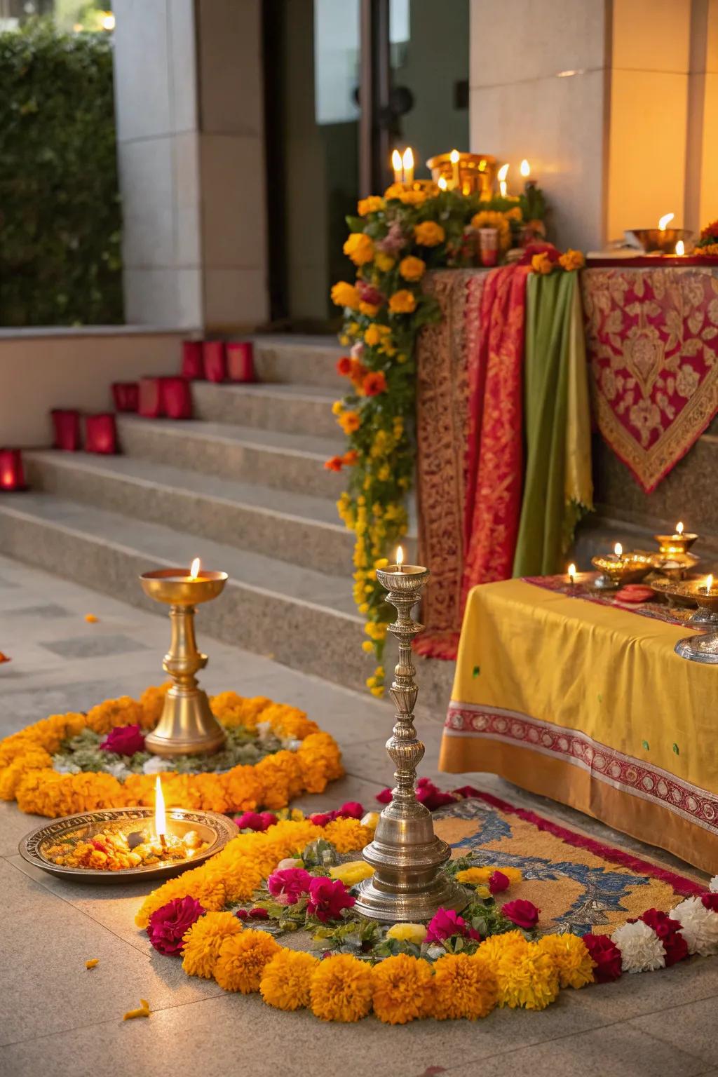 An inviting prayer setup radiates warmth and piety.