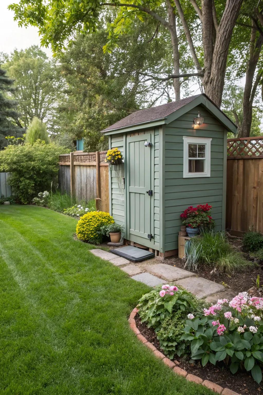 A corner outbuilding maximizes yard space while staying practical.