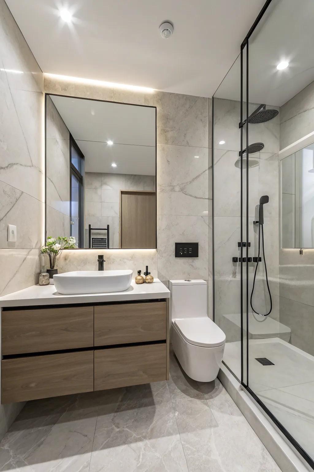 Simplicity brings purity and tranquility to modest bathroom spaces.