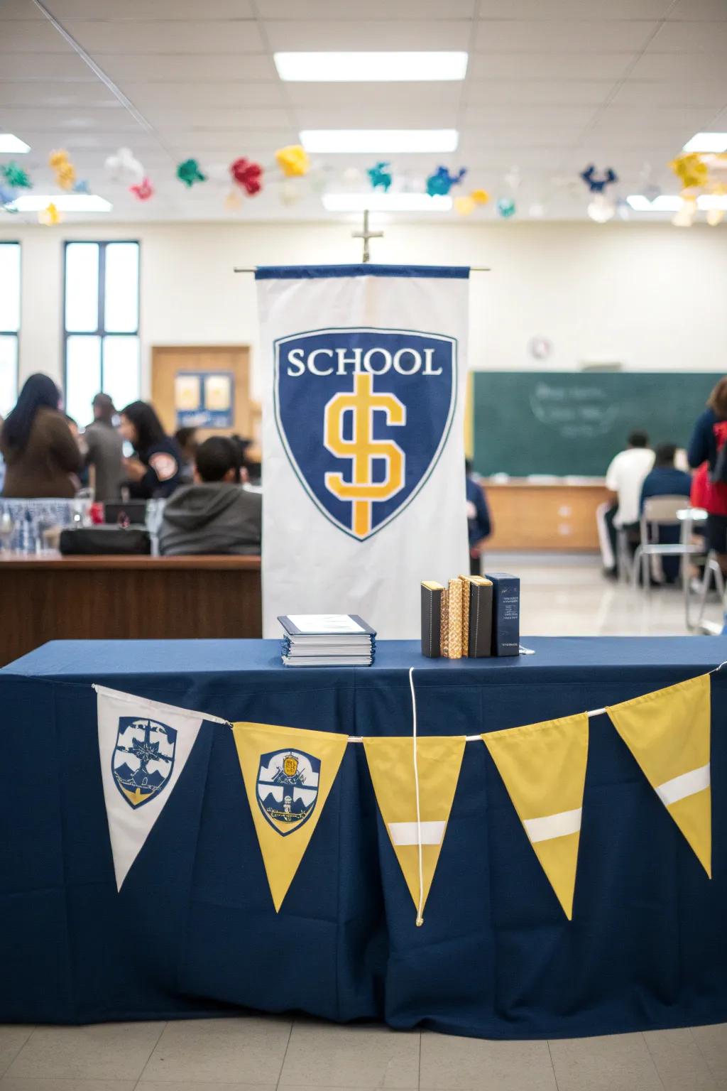Logos and banners impart a personal touch and highlight school spirit.