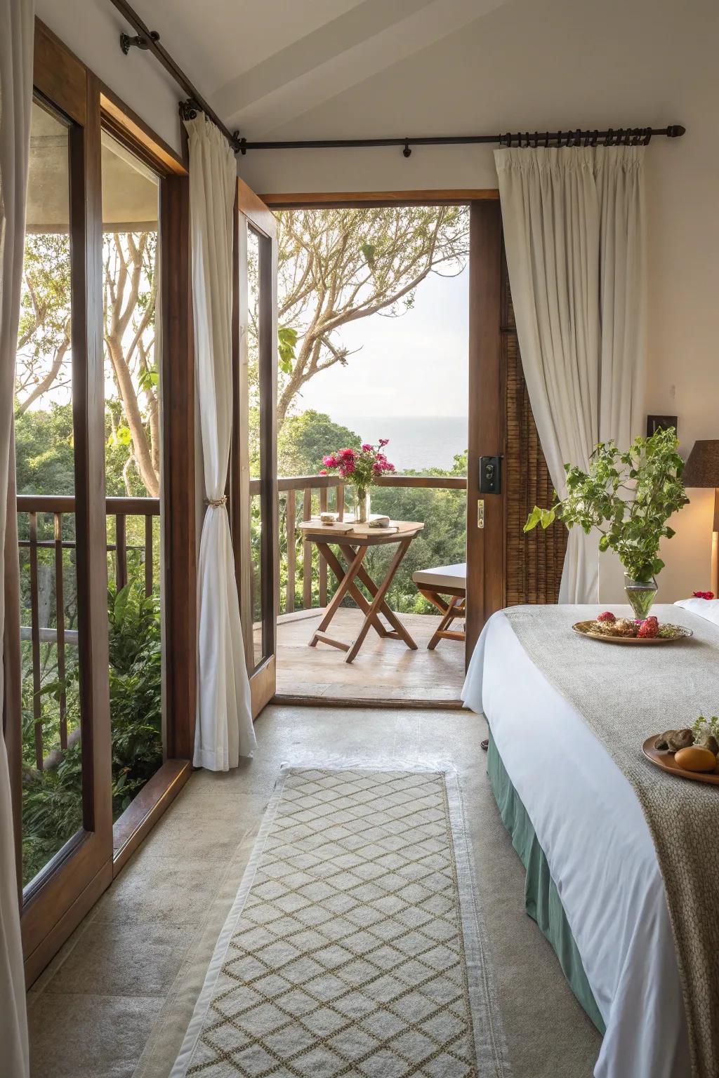 Easy access from the bedroom out to an inviting balcony.