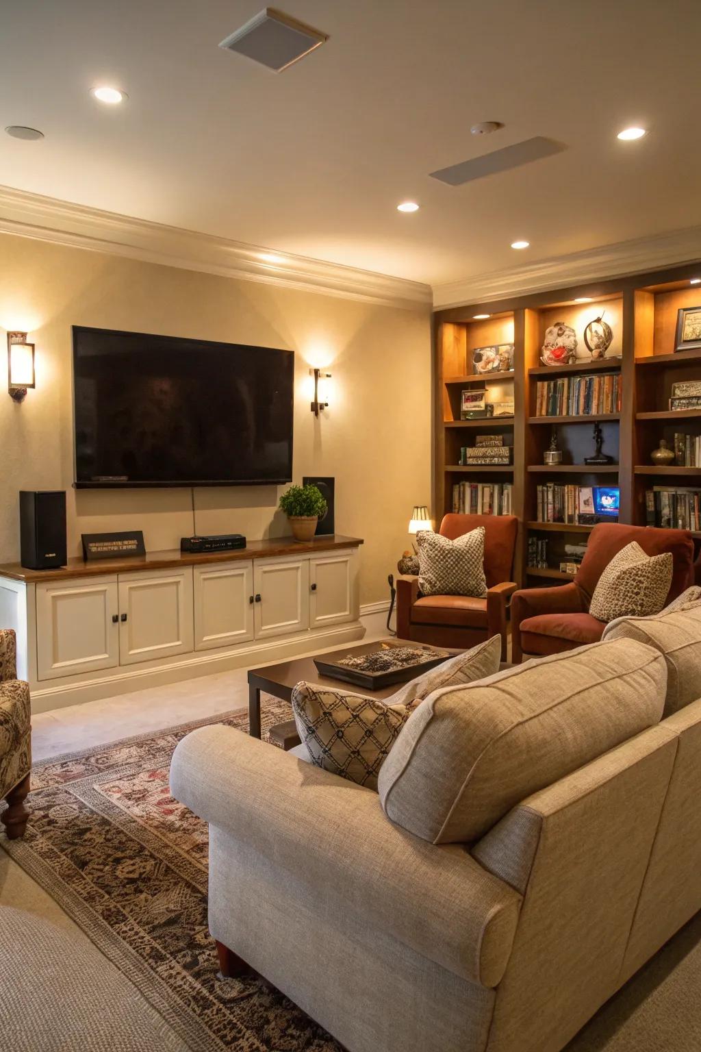 A large flat-screen TV delivering a fantastic viewing experience.