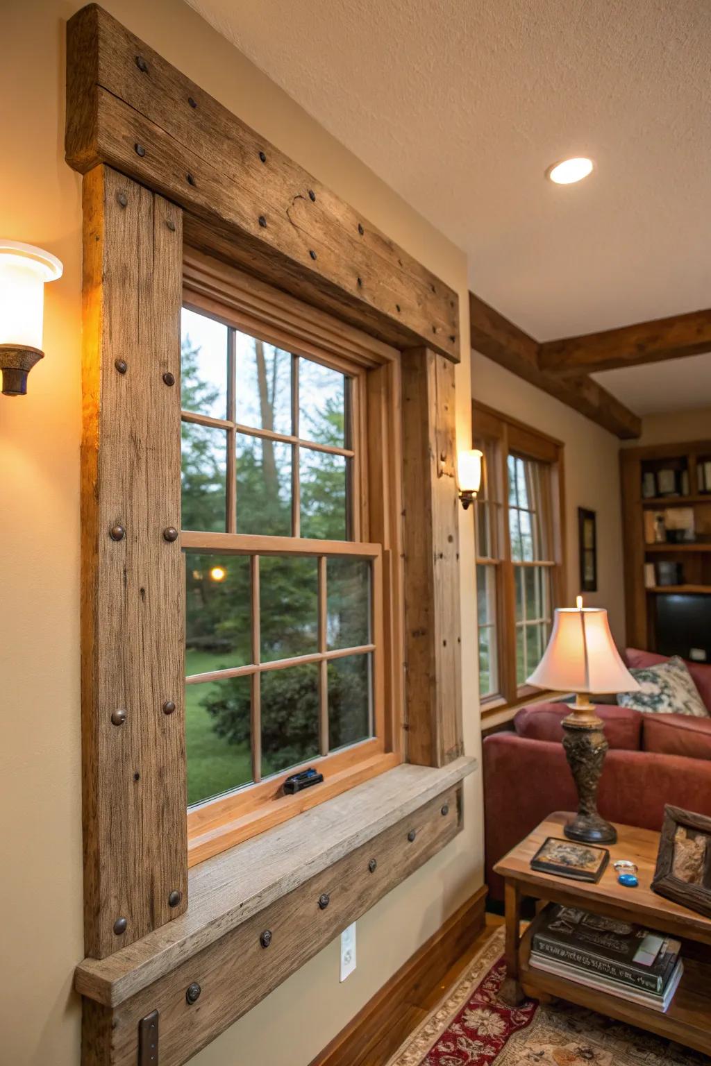 Country trims enhance warmth and rustic appeal.