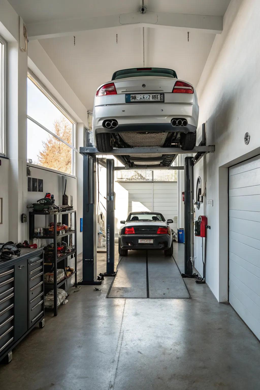 With a smart car lift, you can double the number of cars you can park.