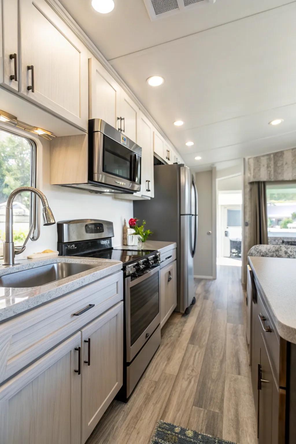 Modern appliances add both practicality and elegance.