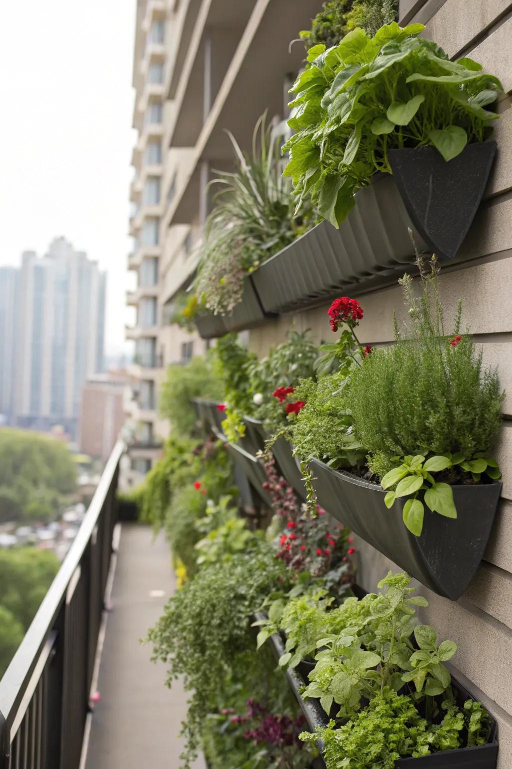Pots that are vertical turn walls into vibrant green displays.