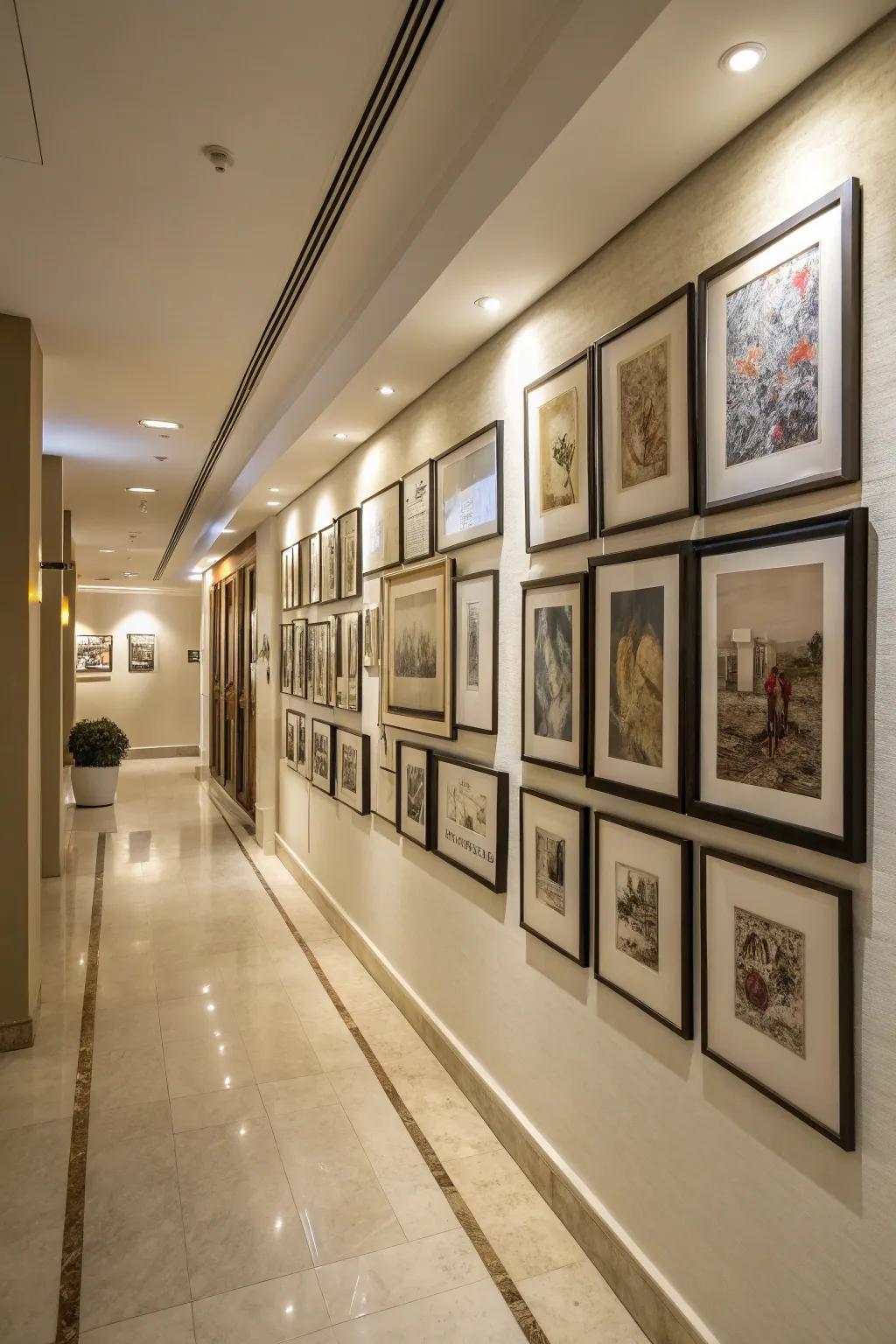 Transform your passageway into an intimate gallery space through judiciously chosen mural artistry.