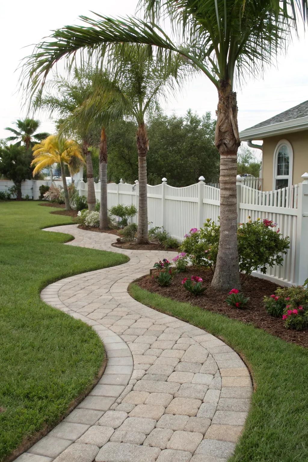 Curving pathways create an engaging journey through your garden space.