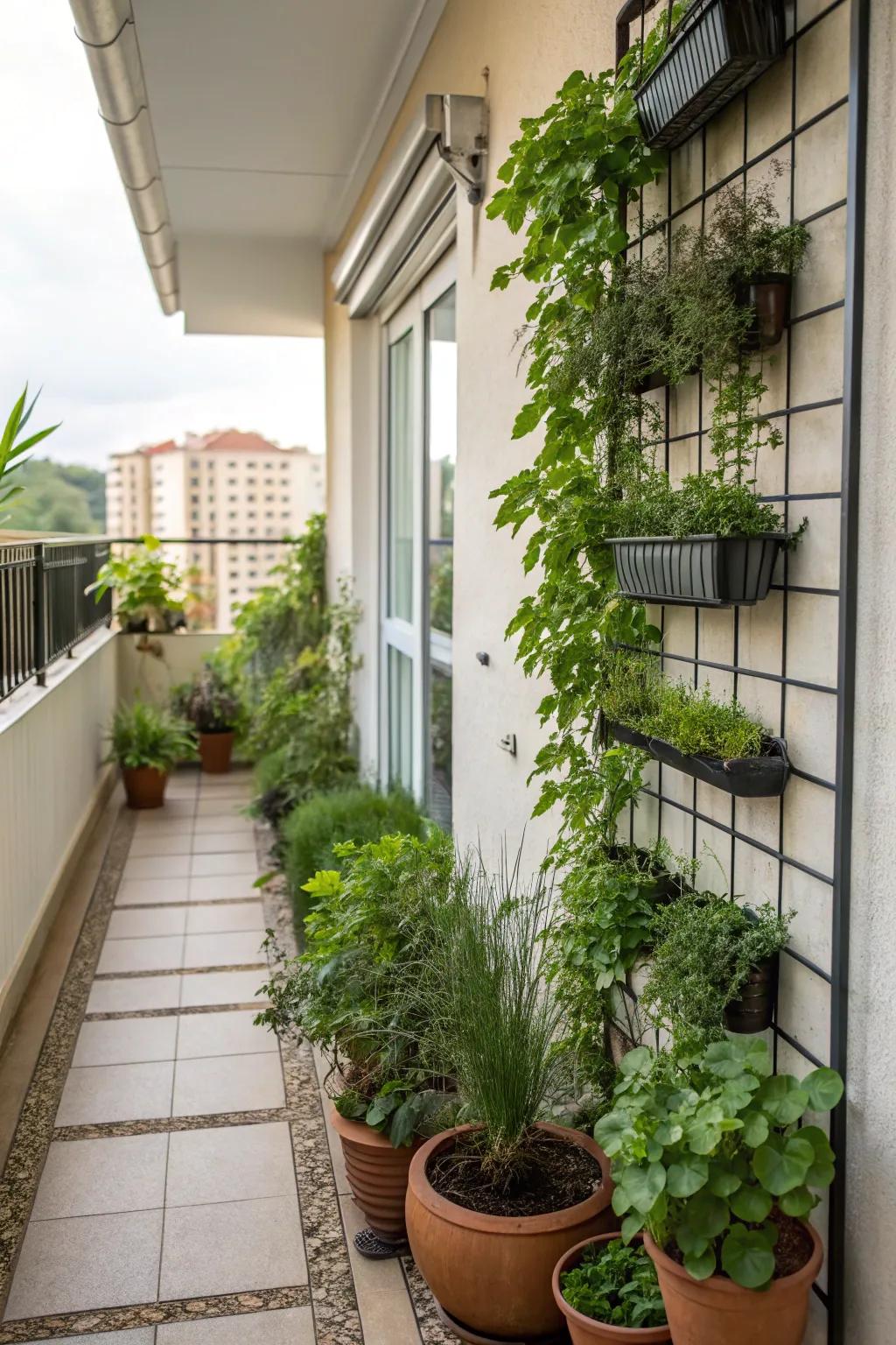 Rich greenery enriches a small patio area.