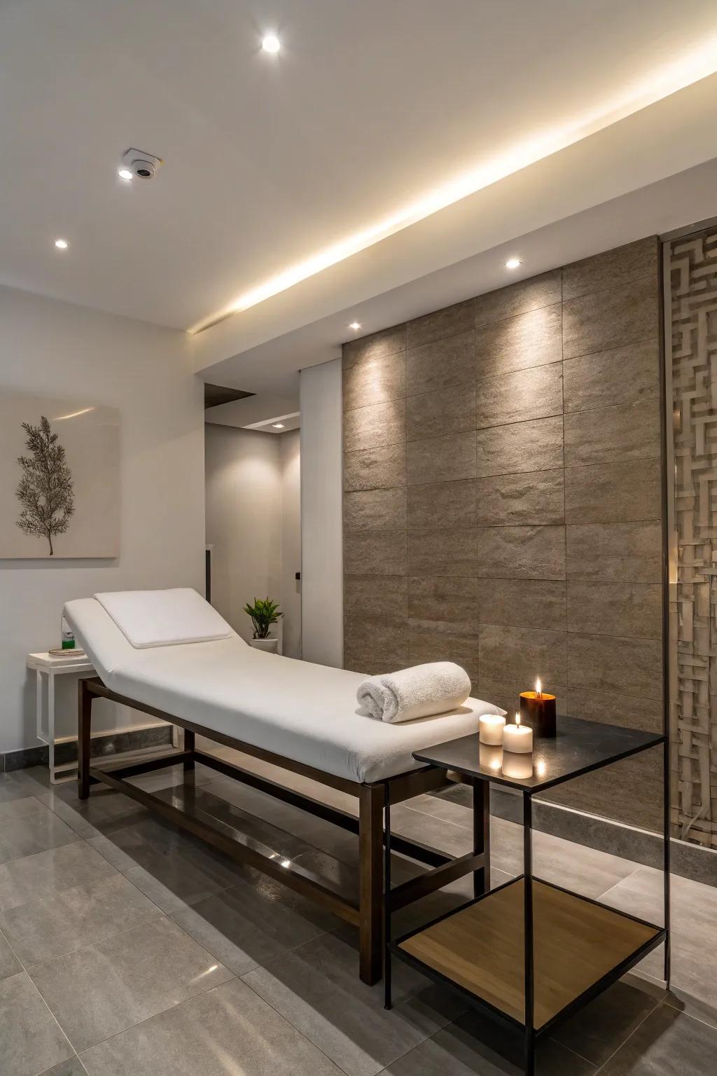 Simple design with streamlined furniture in a spa space