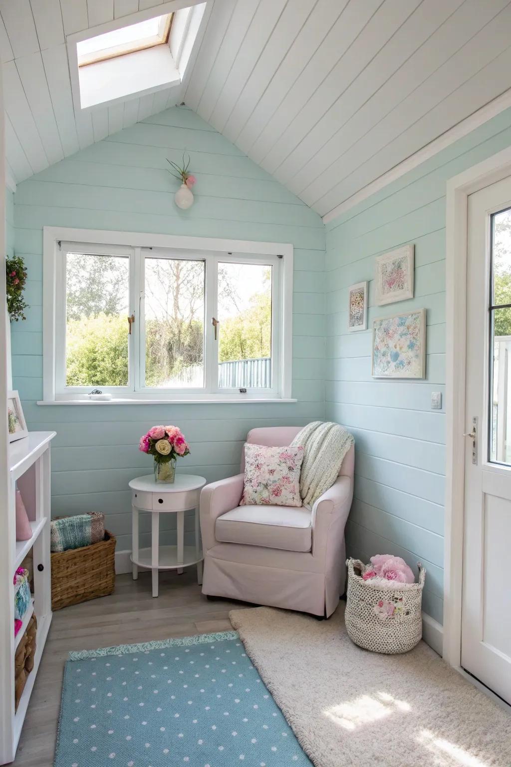 Pale shades make your compact area feel more expansive.