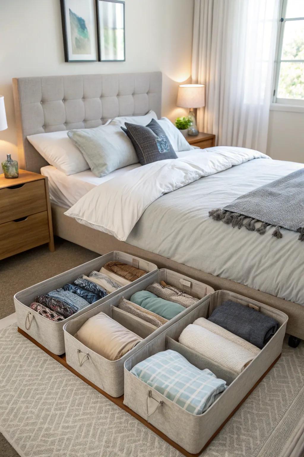 Using under-bed space to expand storage capacity.