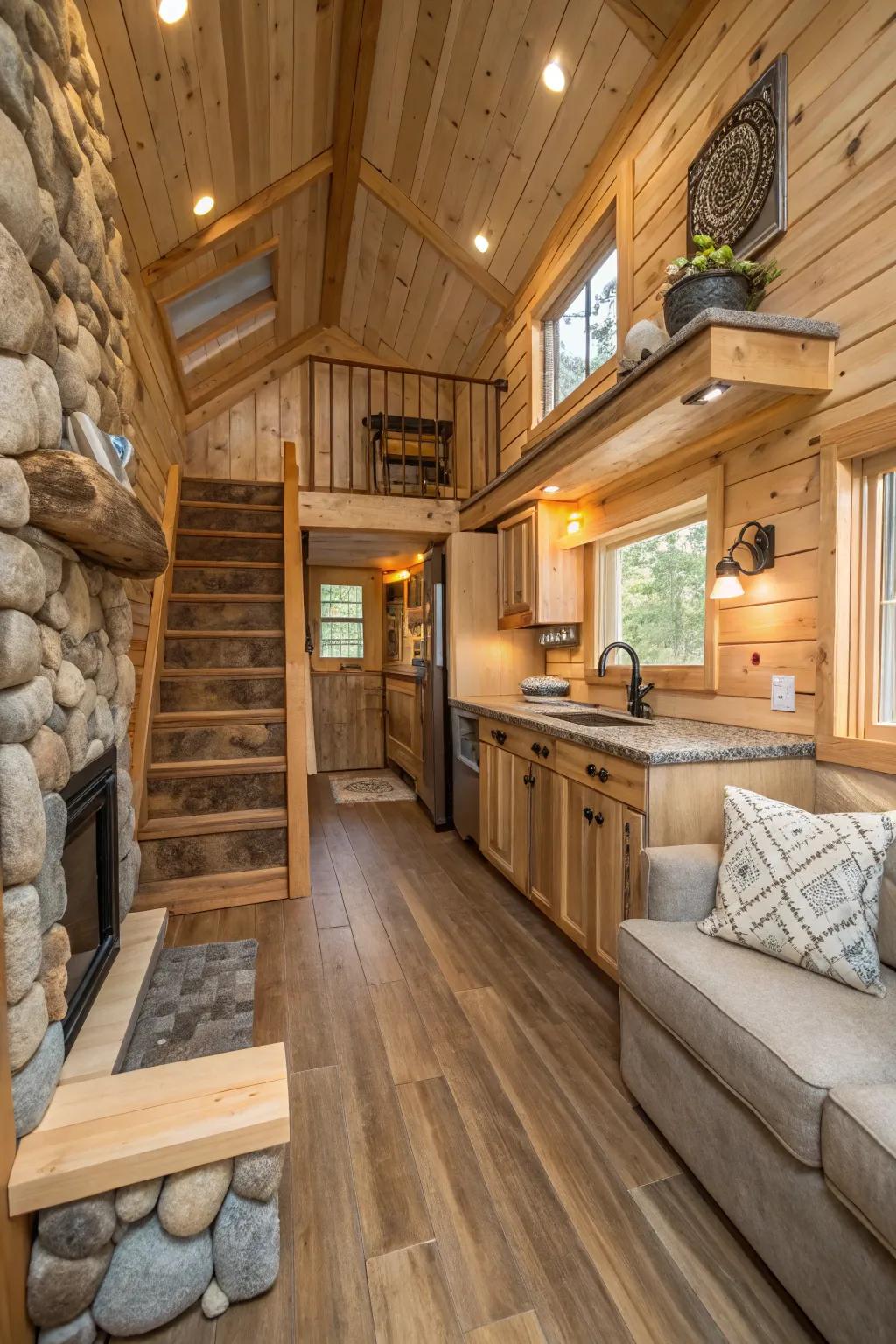 Raw materials fill small houses with comfort and timeless beauty.