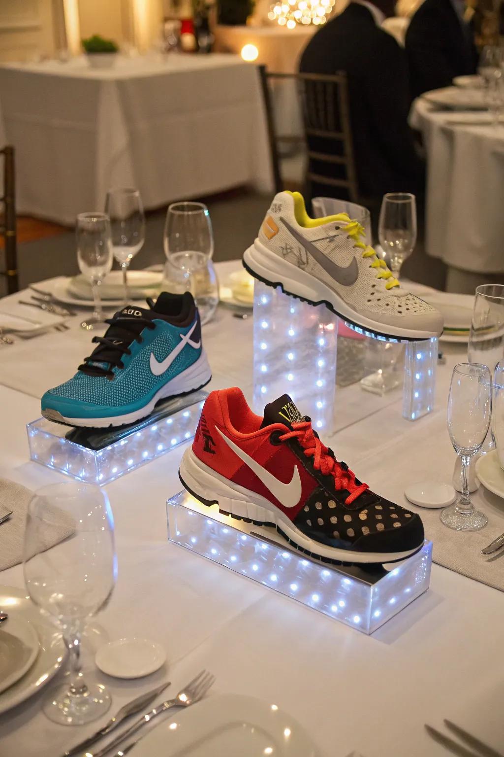 Sneaker decorations introducing an original element to the table.