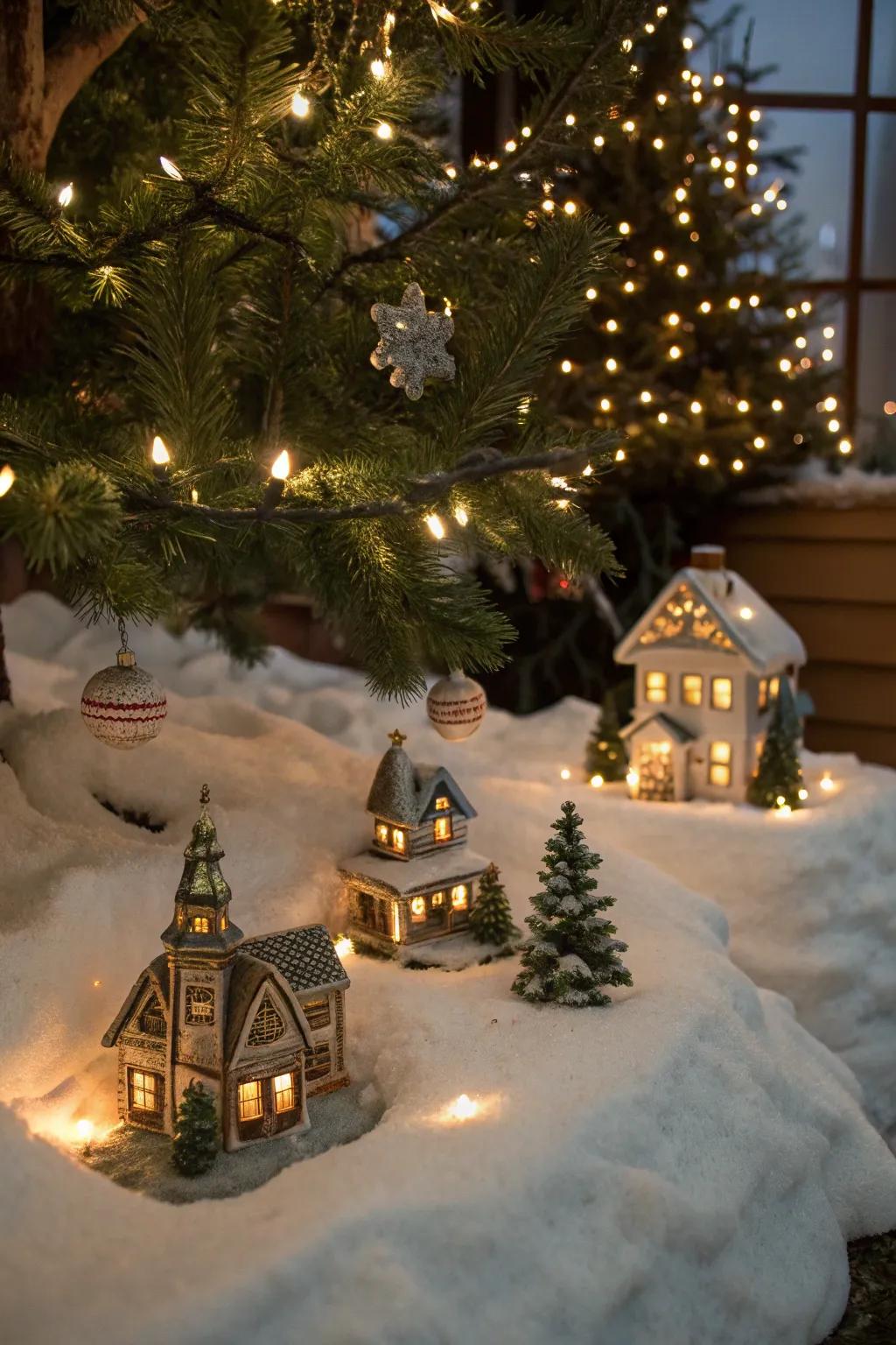 Position your village under the tree for added warmth and allure.