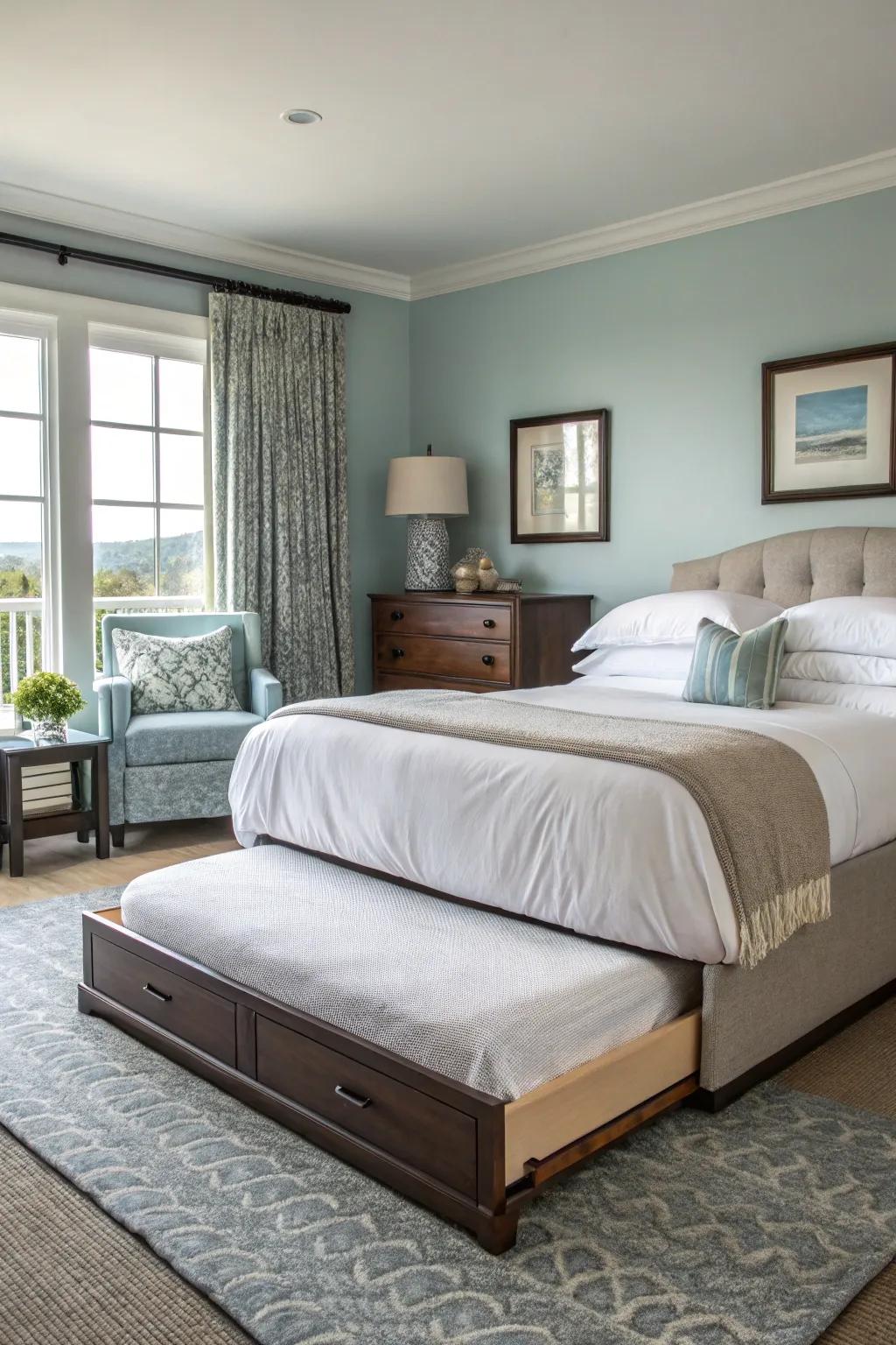 Slide-out bed providing additional sleep area