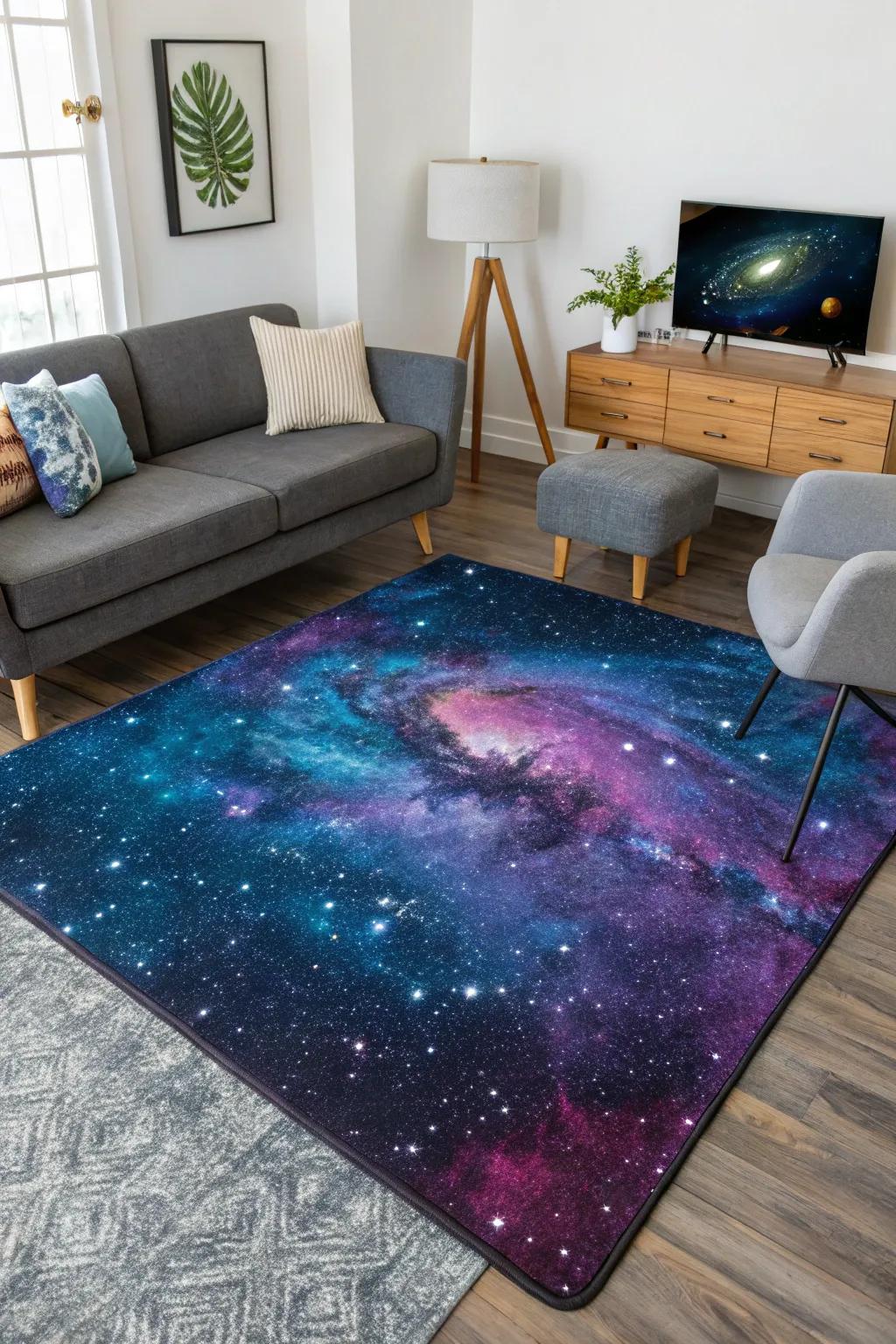 Enter the galaxy with floor coverings that brings together your personal space.