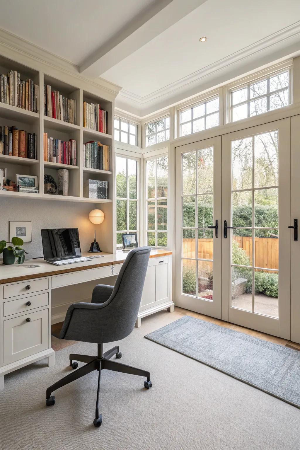 A home office sanctuary encourages concentration and relaxation.