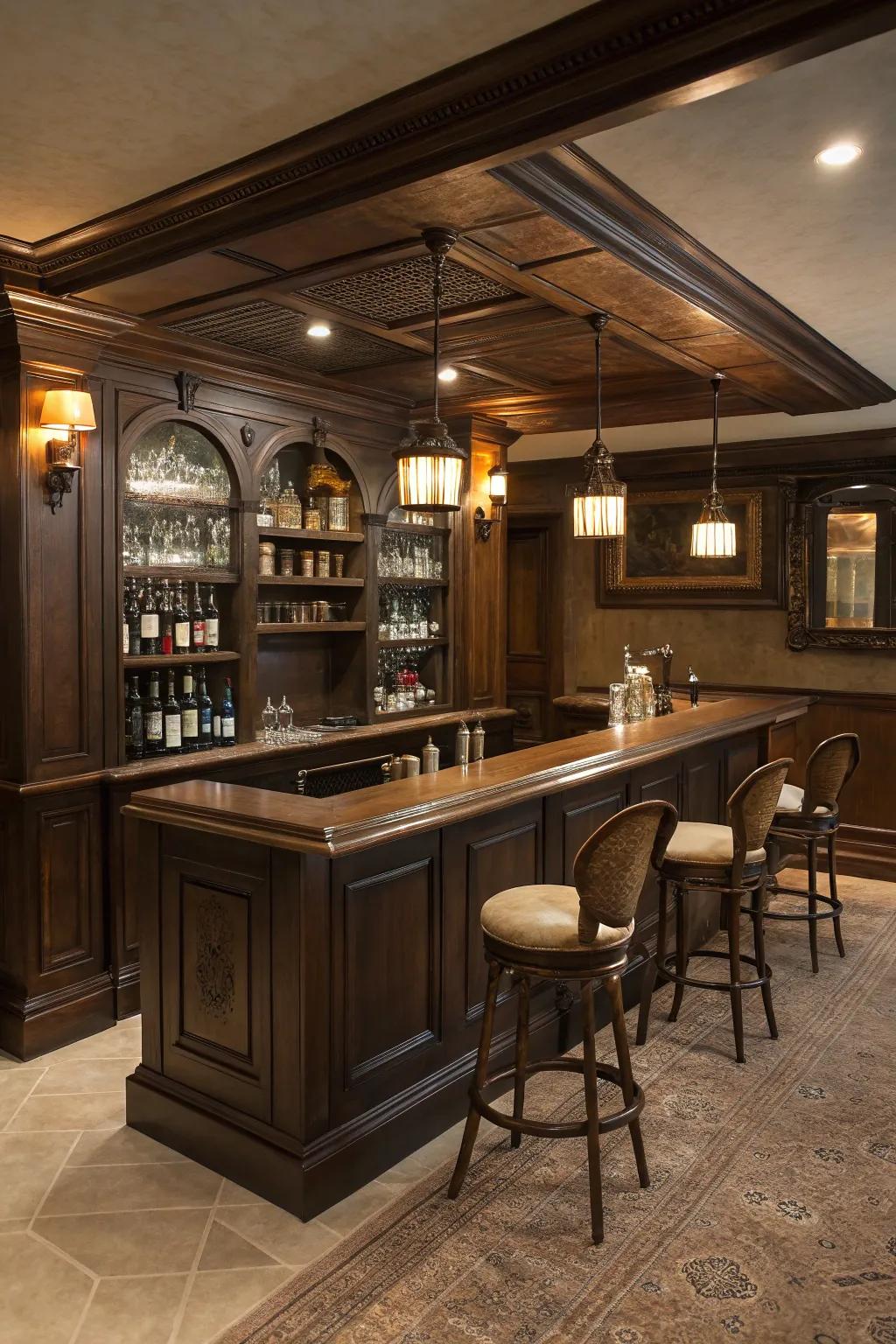 A classic bar transforms into the stylish central feature of your speakeasy.
