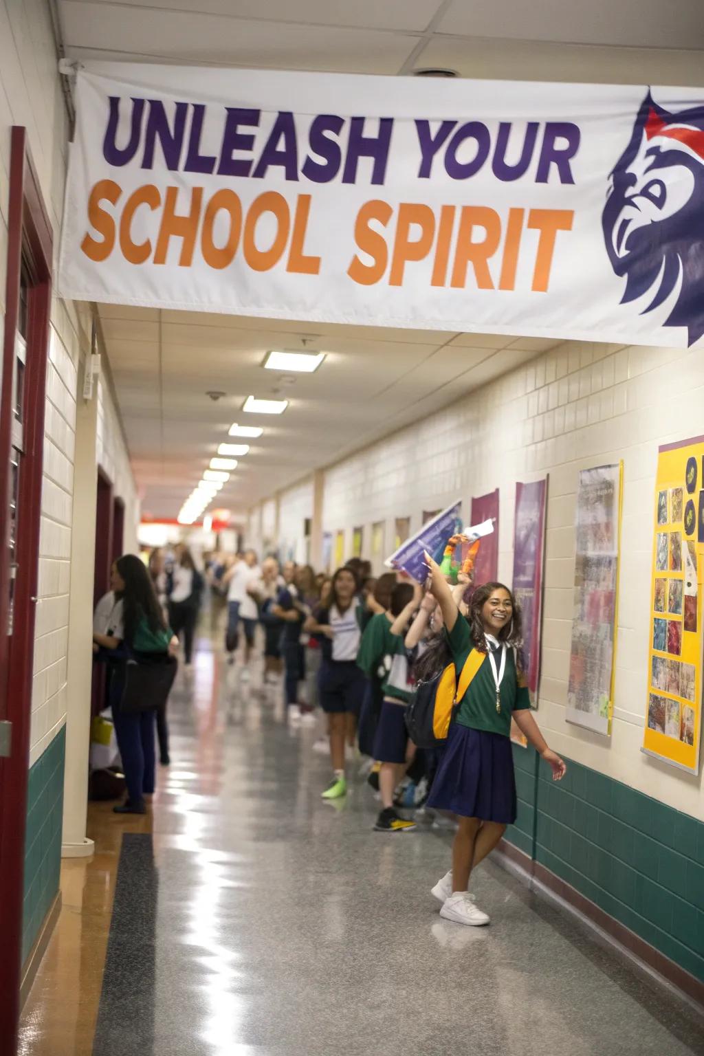 A display featuring a memorable slogan that motivates and unifies.