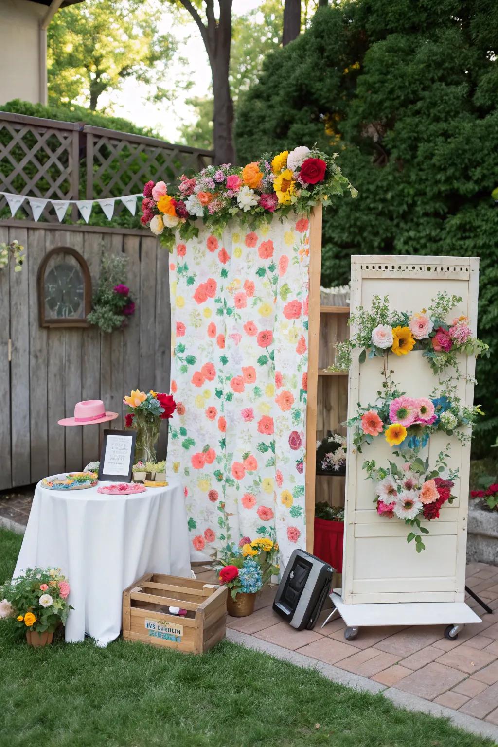 Create lasting memories with a charming garden-themed photo booth.