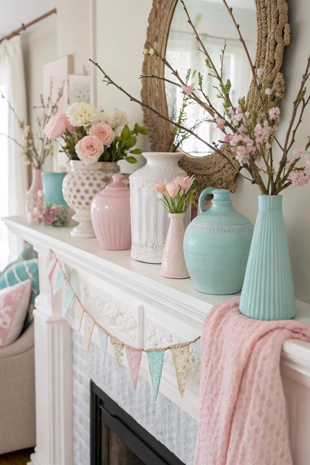 Pastels deliver a delicate and invigorating nuance to spring embellishments.