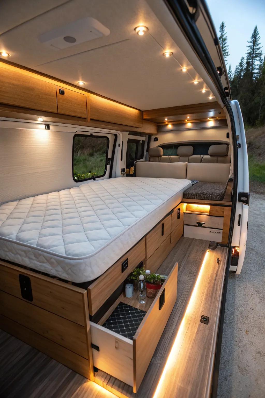 A cozy and practical sleeping corner.