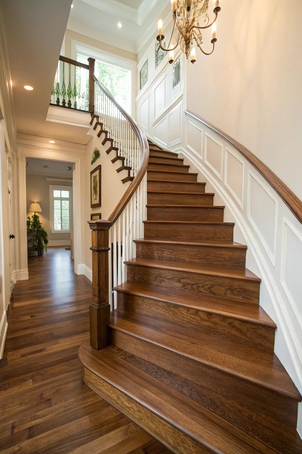 Comforting timber planks effortlessly unite elegance with the charm of nature.