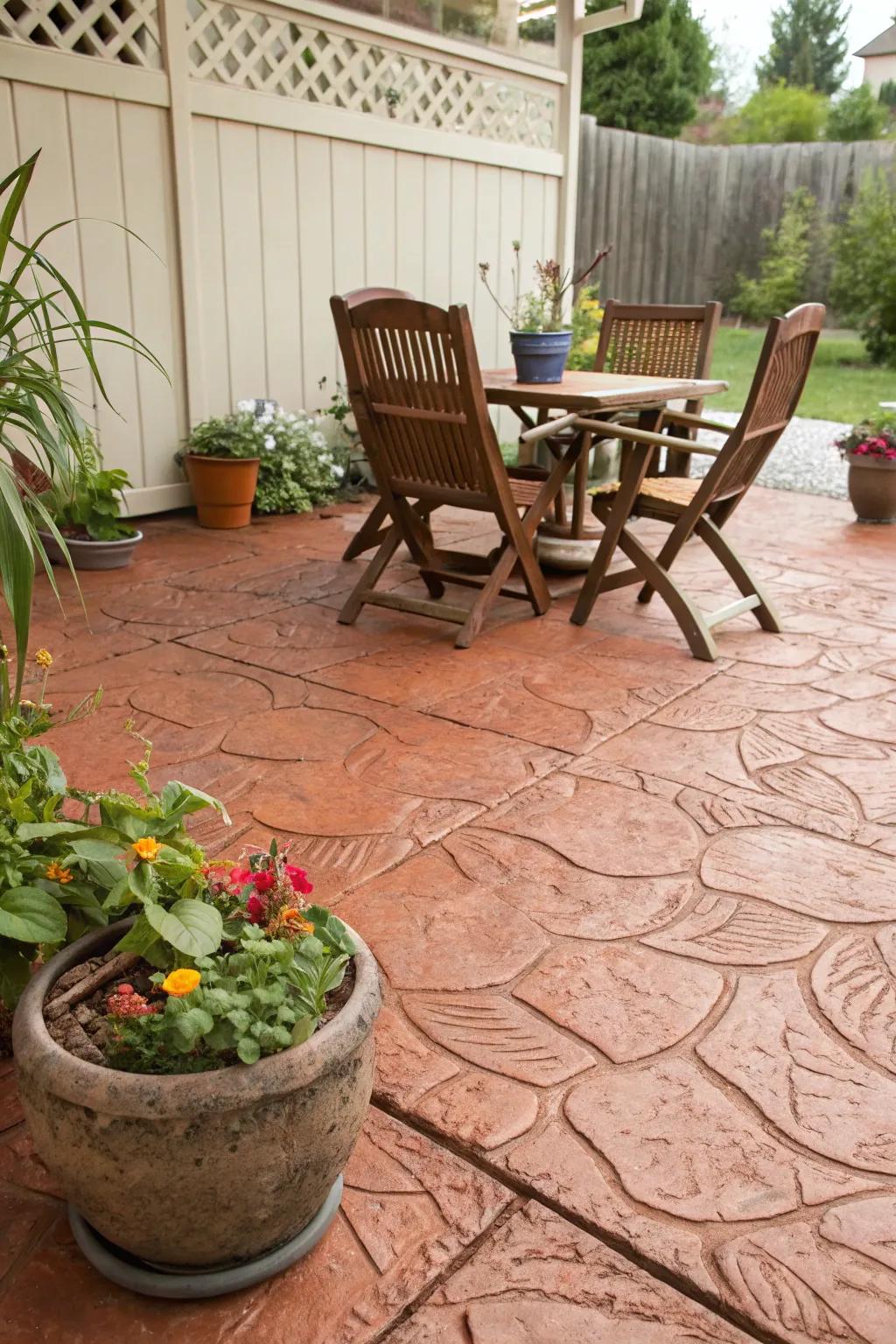 Pottery hues deliver Mediterranean warmth to this outdoor area.