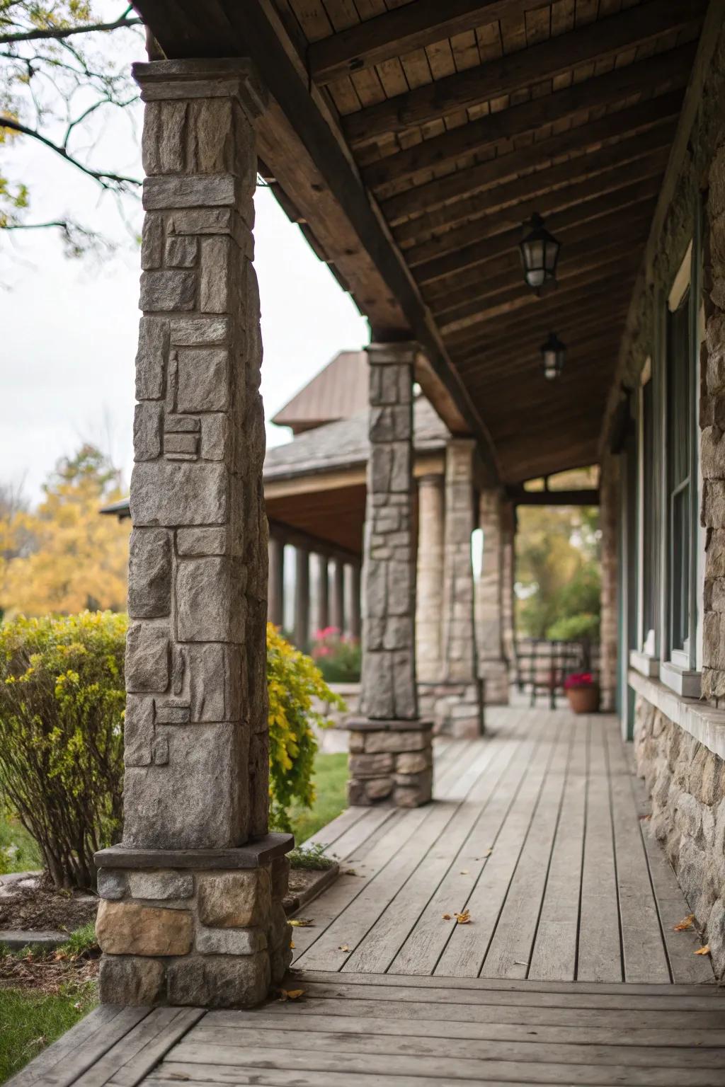 Bring together support and style with stone pillars for your porch.