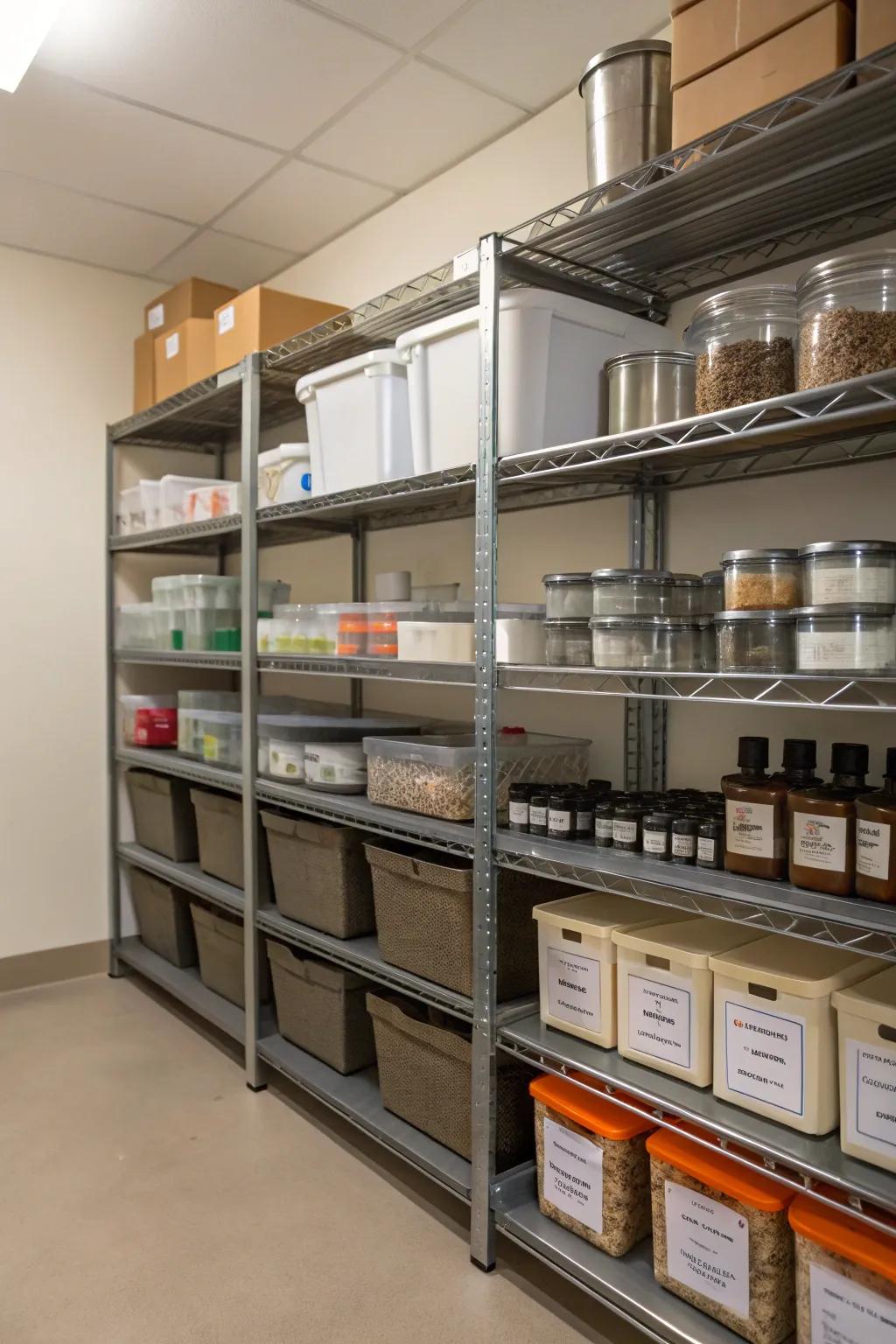 Adjustable shelving for versatile storage solutions.