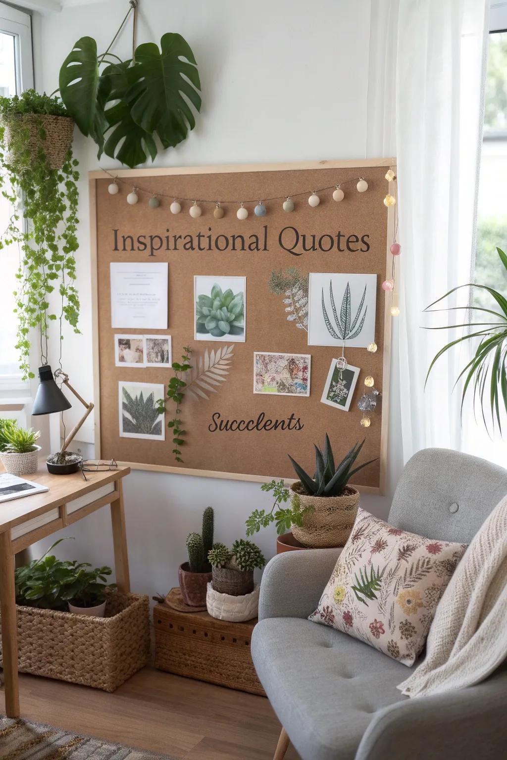 Converging motivation and visual appeal upon this succulent-themed board.