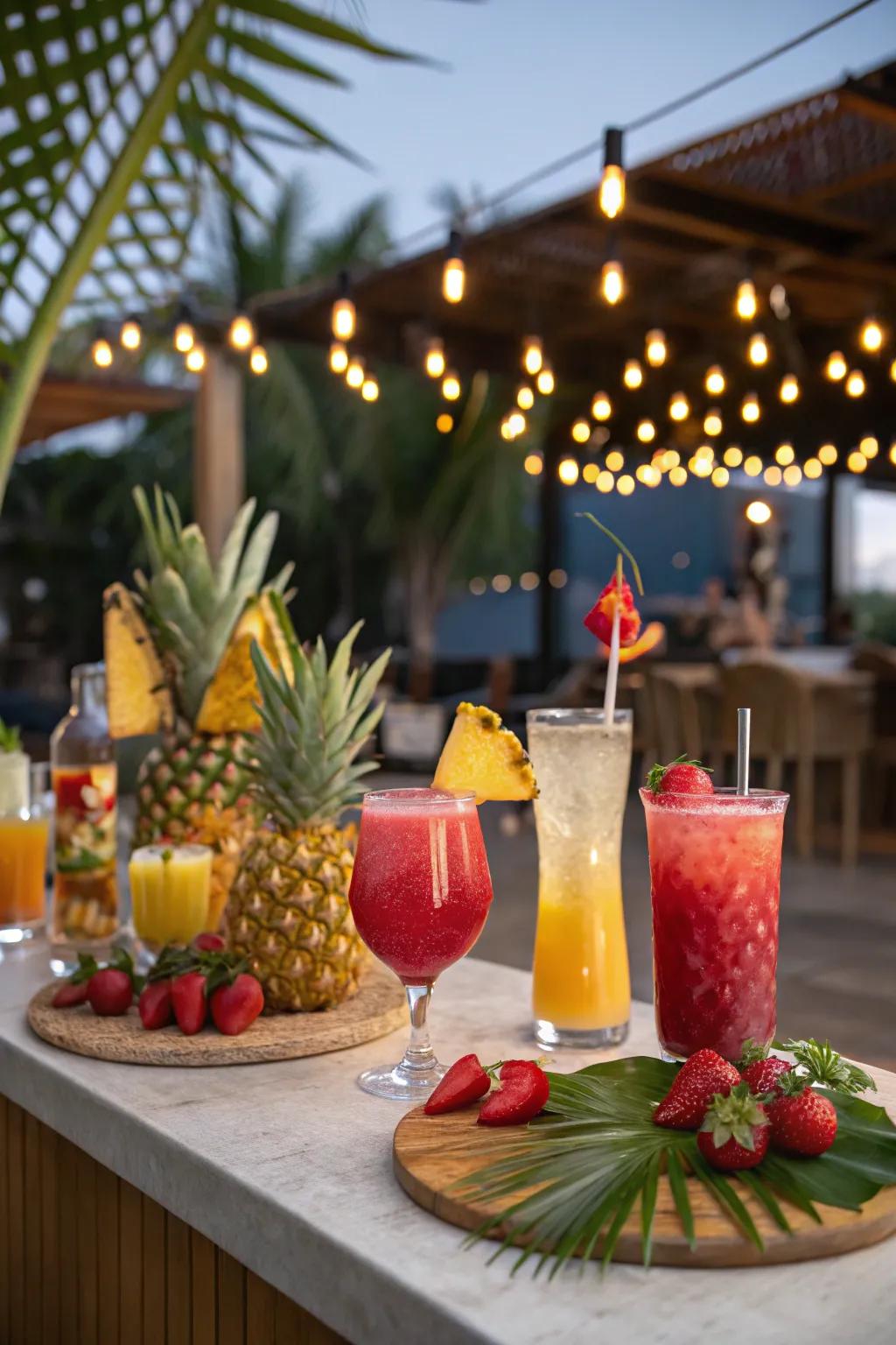A bright tropical cocktail bar for summer gatherings.