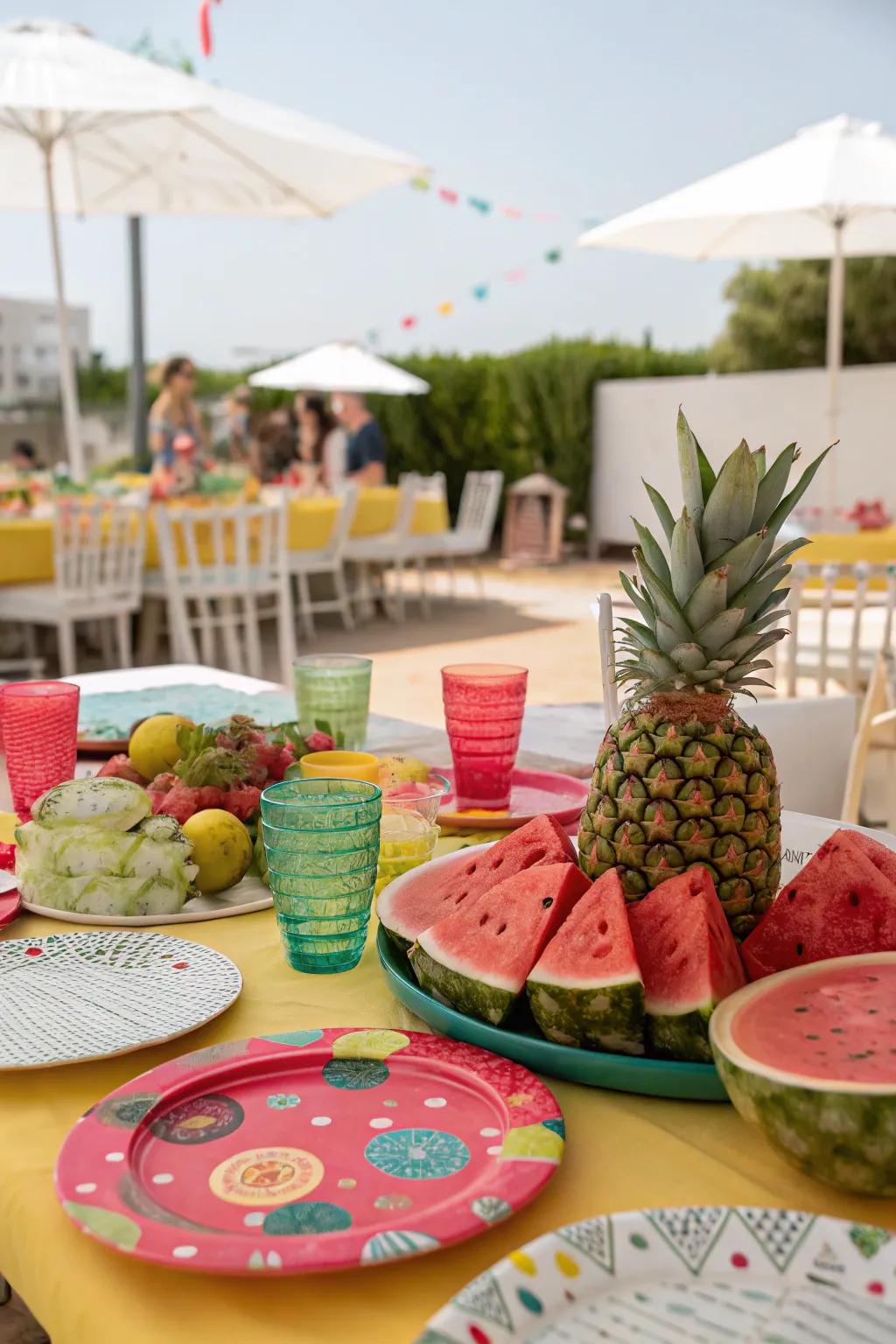 Convert your celebration into a vibrant fruity affair with eye-catching d&eacute;cor.