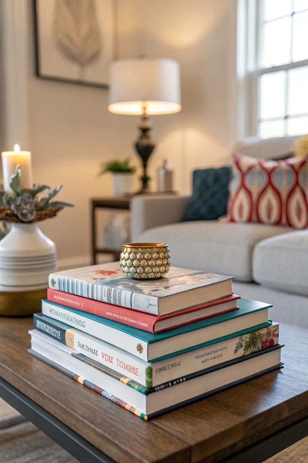 Reading materials contribute charm and distinction to any display.