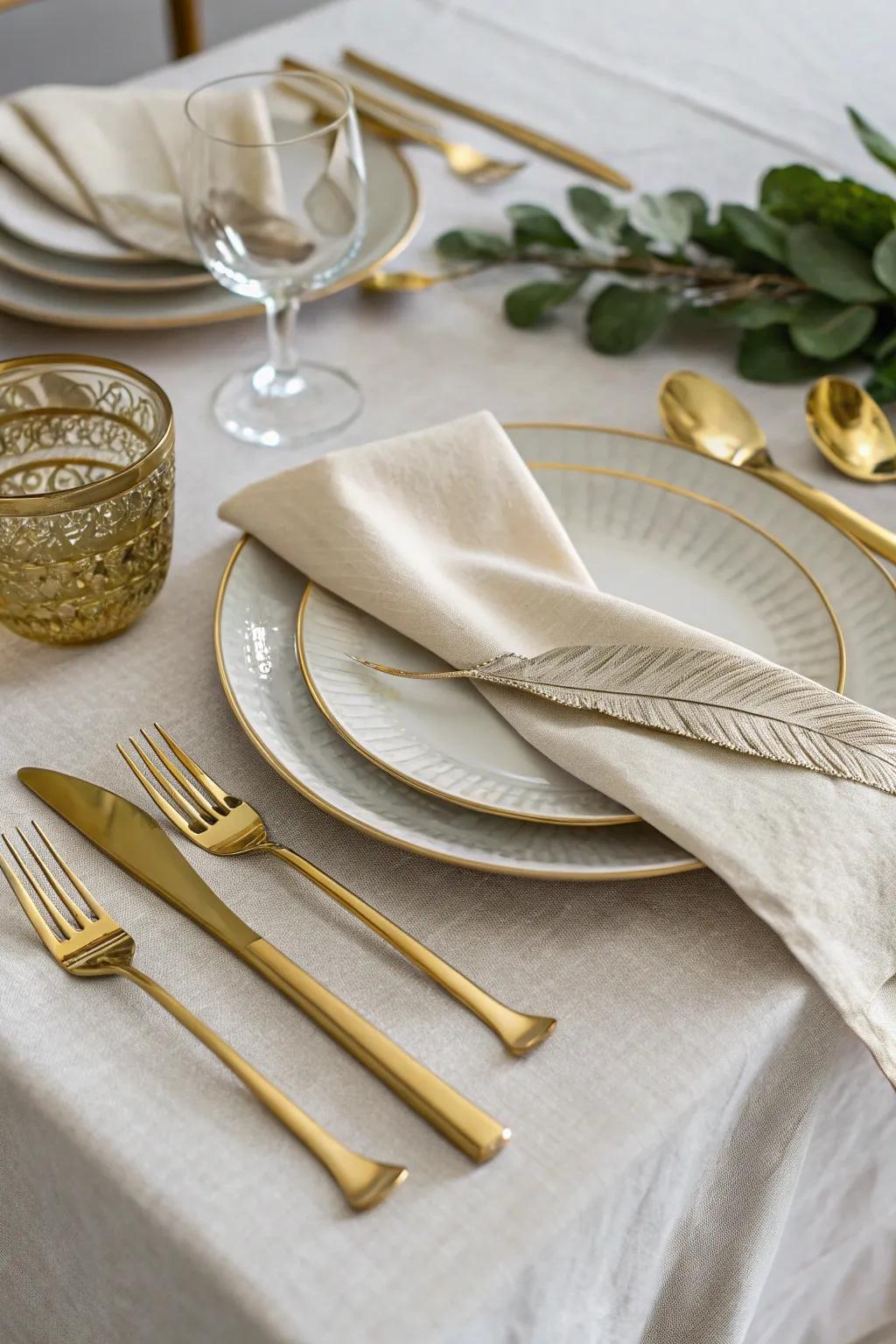 A glamorous table display with gilded accents.