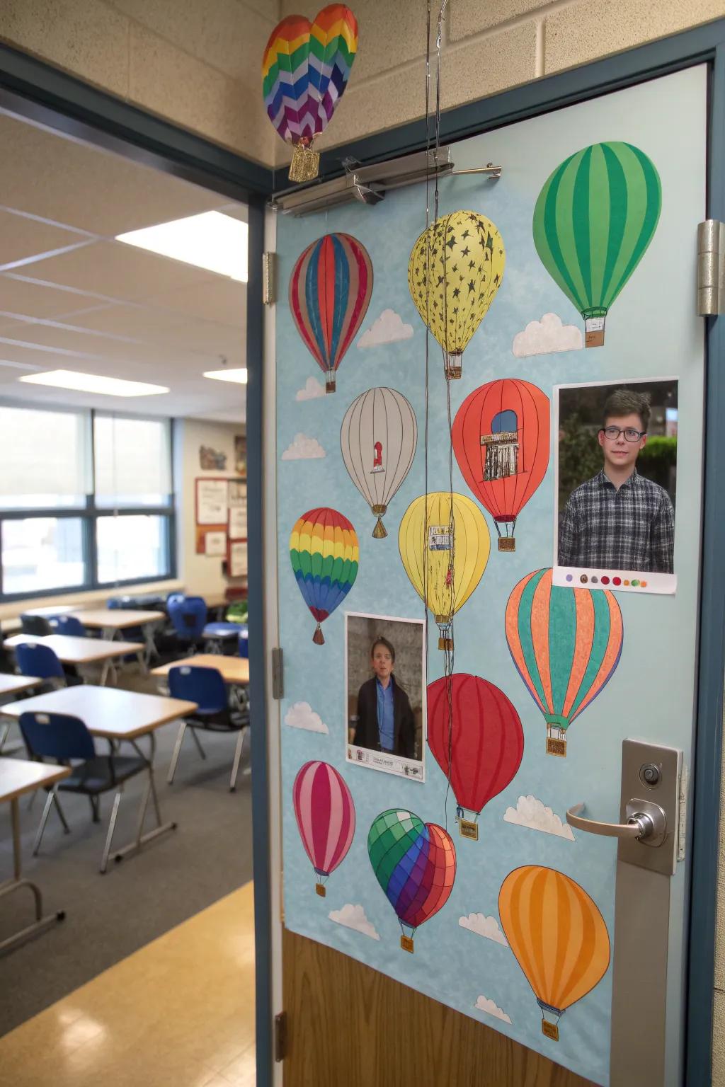 Floating high with appreciation on an airship-themed door.