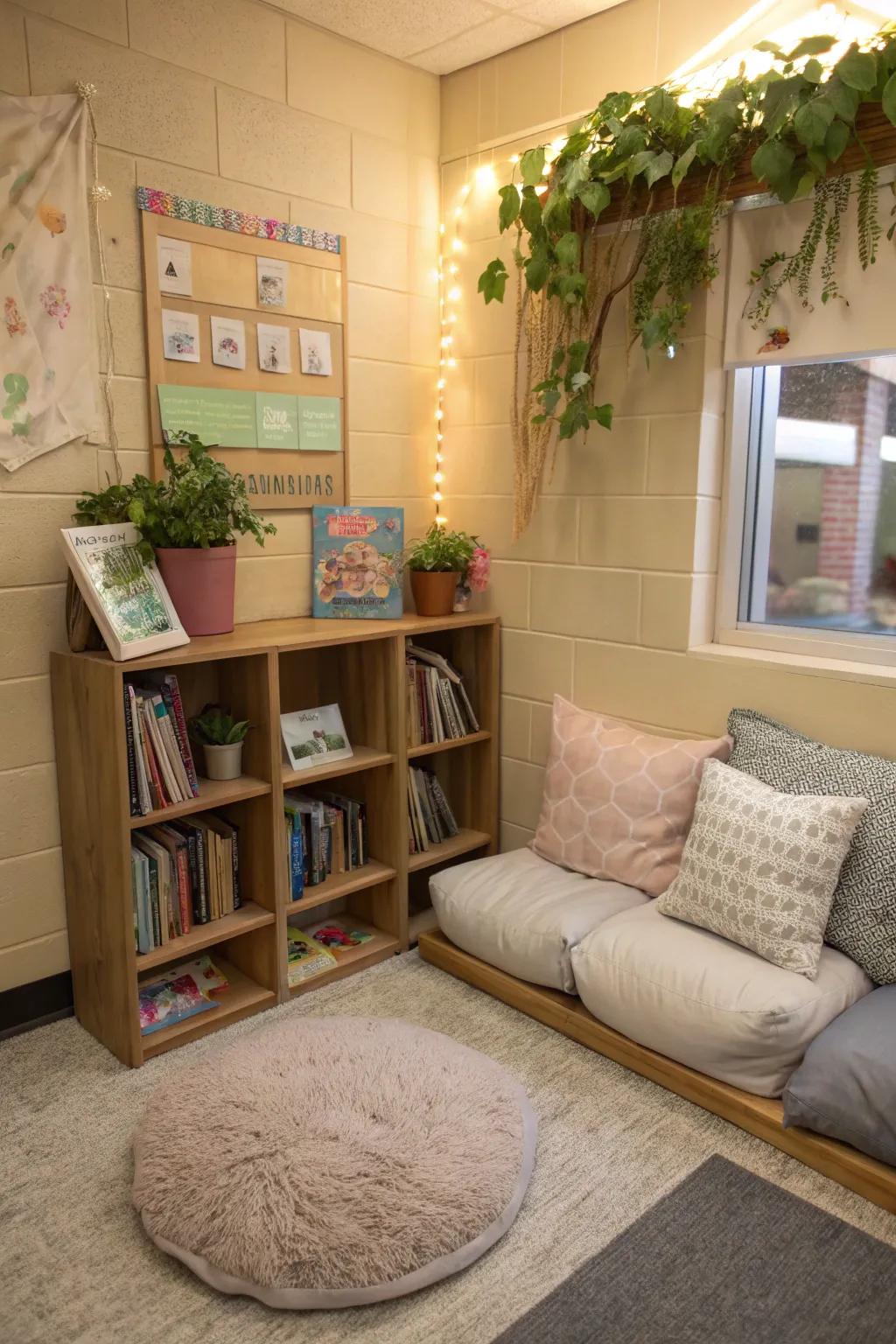 A comfortable learning space entices pupils to discover different realms.