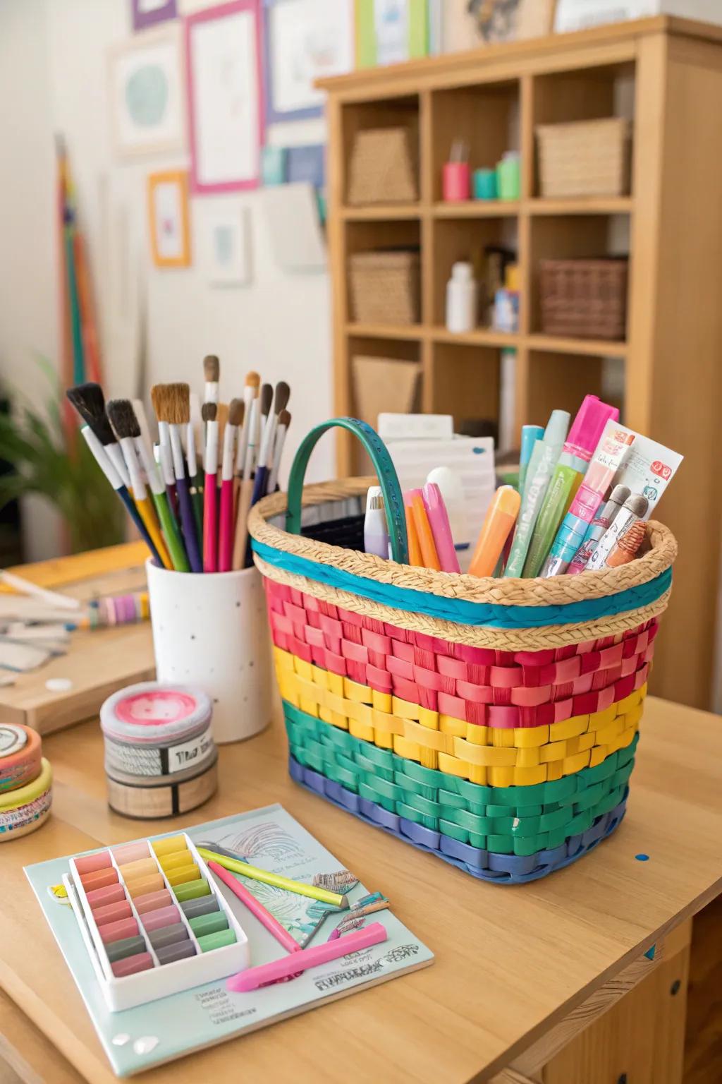 Spark their artistic passion with a basket overflowing with artful supplies.