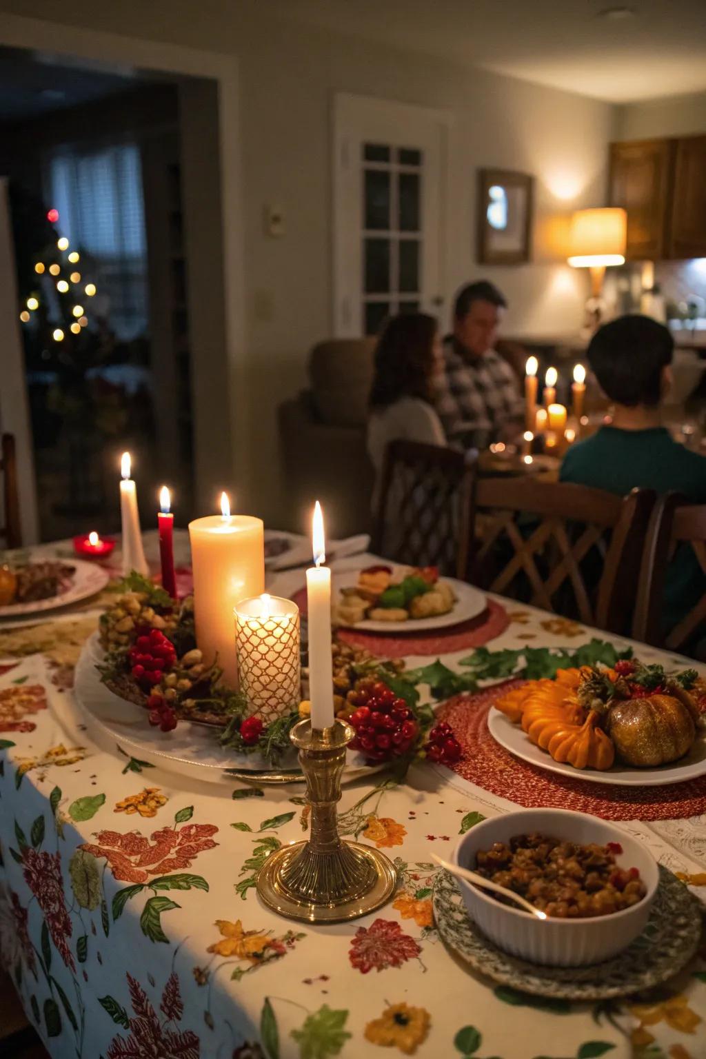 Candles introduce warmth and elegance to your Thanksgiving table.