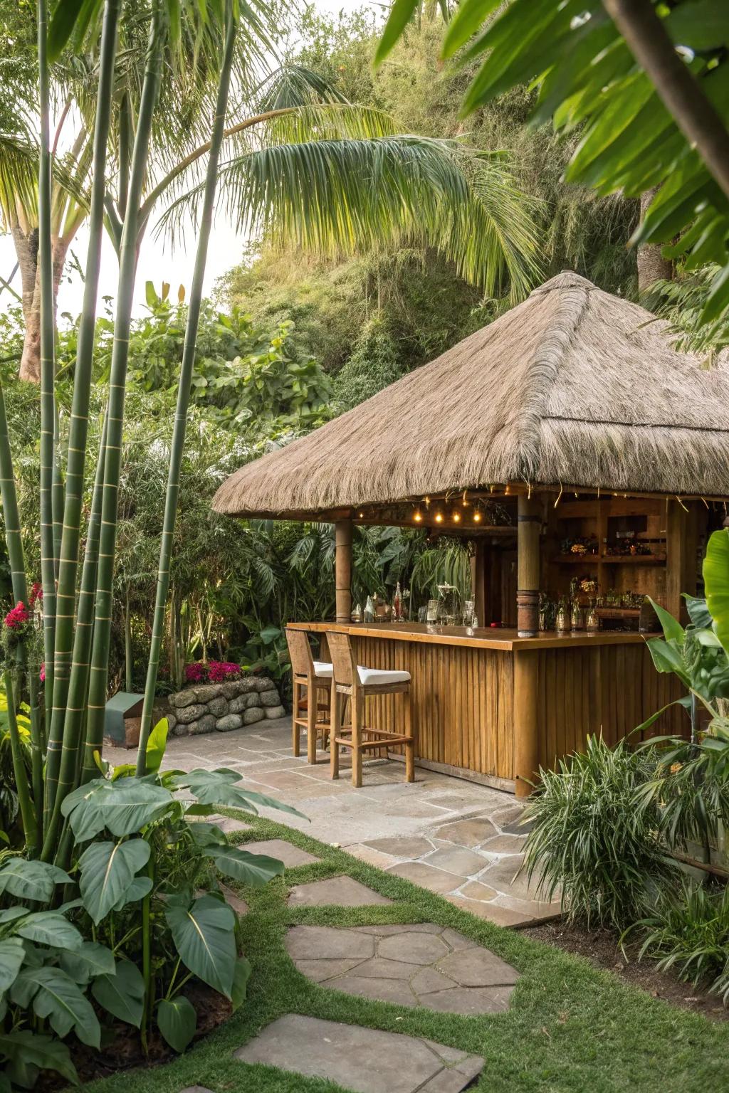 For a fashionable and lasting tiki bar roof, pick bamboo.