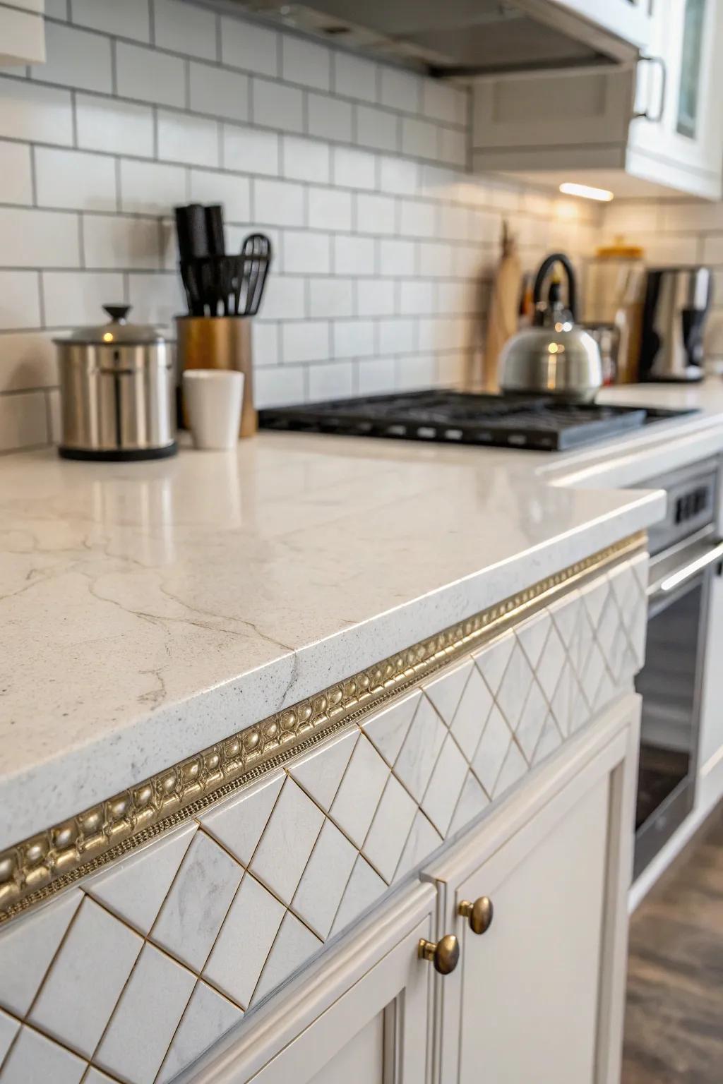 Lip edge trims offer both style and practicality to your worktop borders.