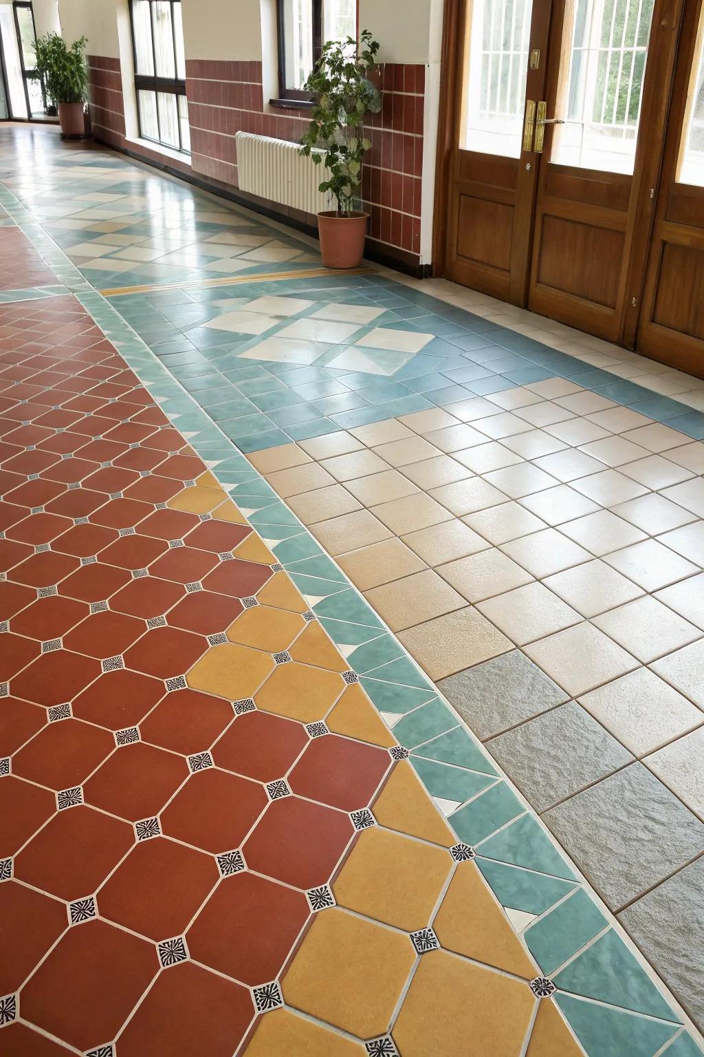Harmonizing colors produce a sleek pavement shift.