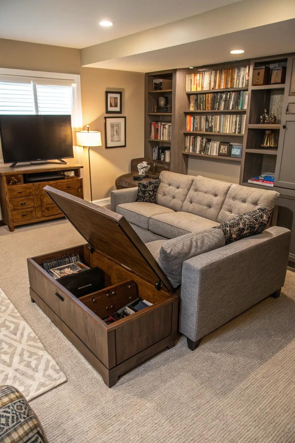Adaptable furnishings maximize space and utility in a compact personal haven.