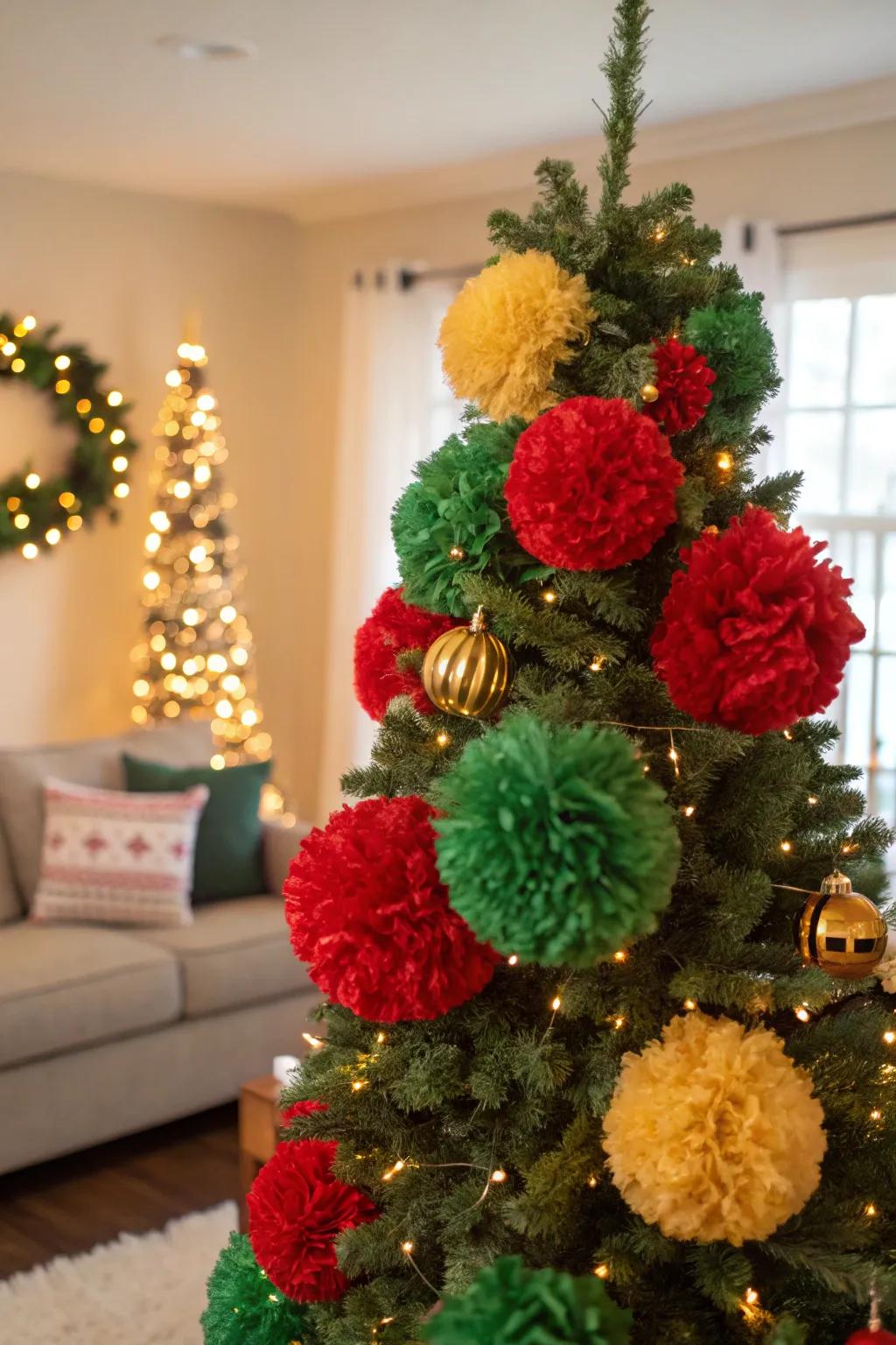 Fluffy balls make decorating fun and safe.