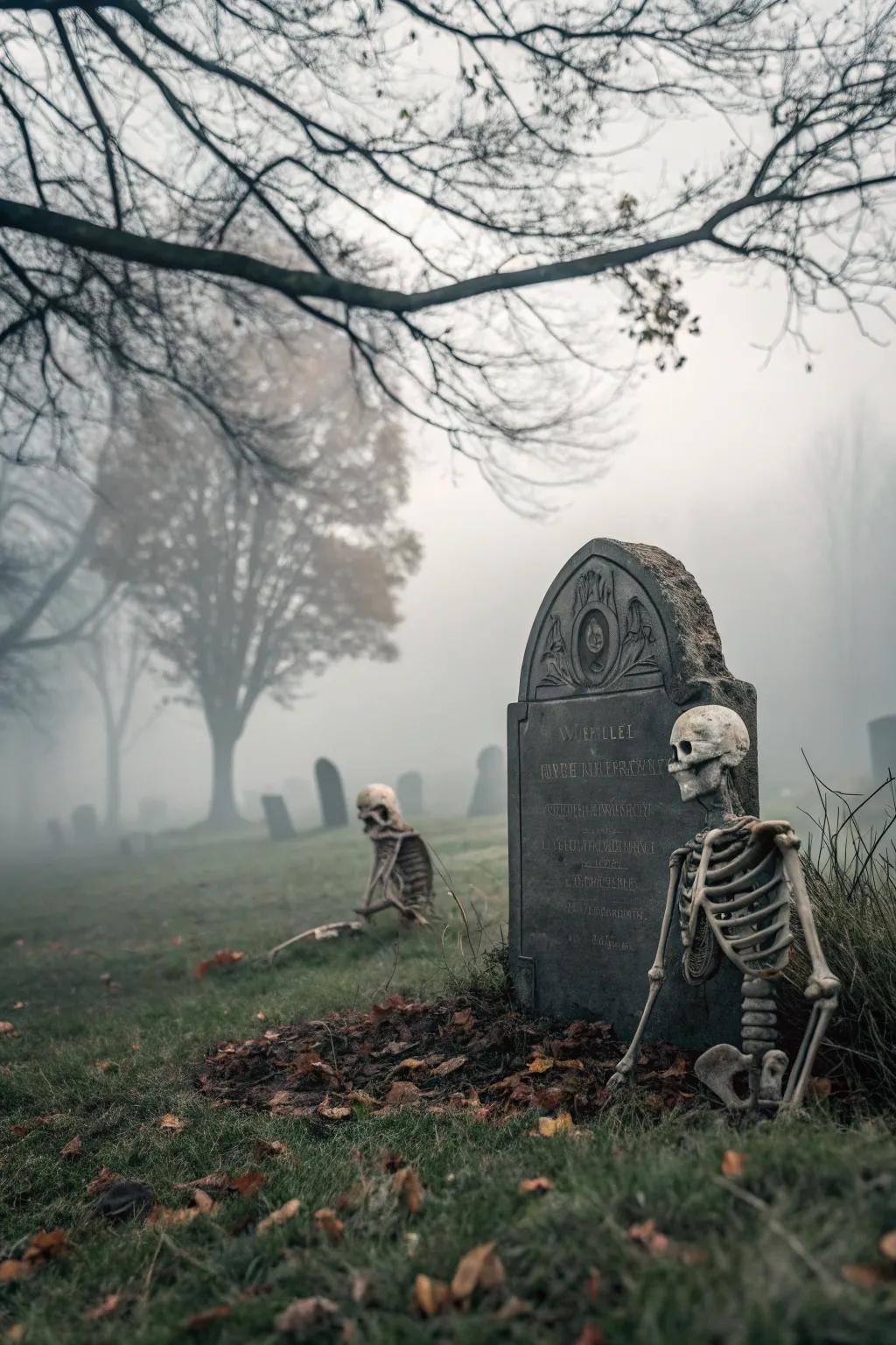 Skeletons amplify the spooky ambiance of any Halloween scene.