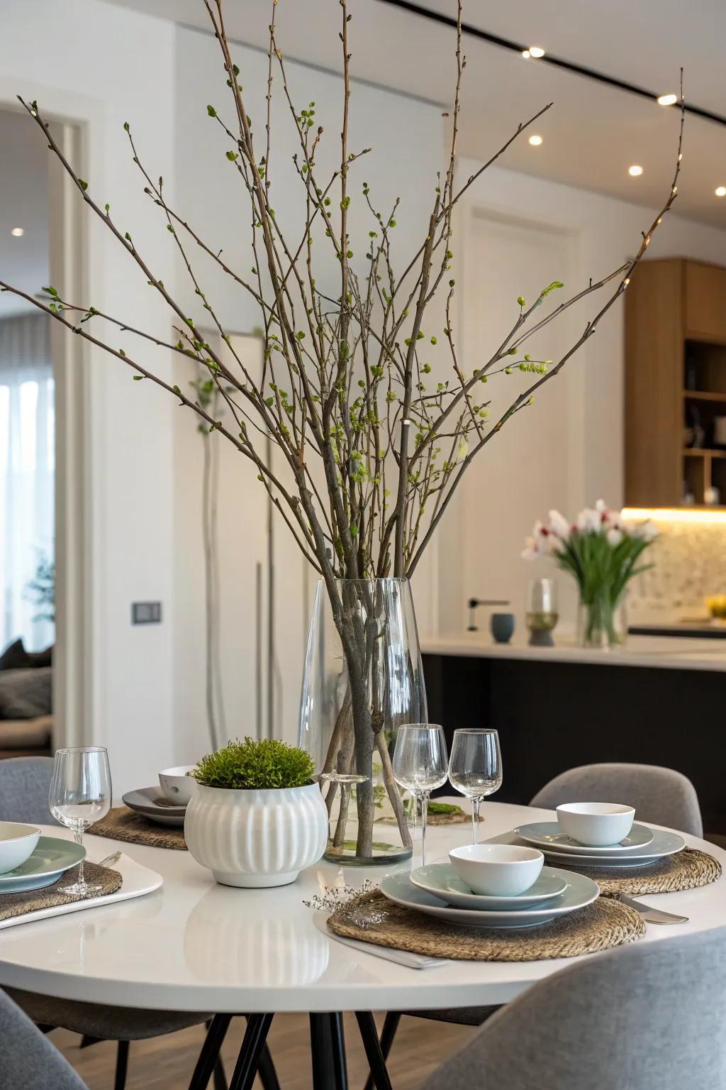 Extended branches acting as an elegant centerpiece.