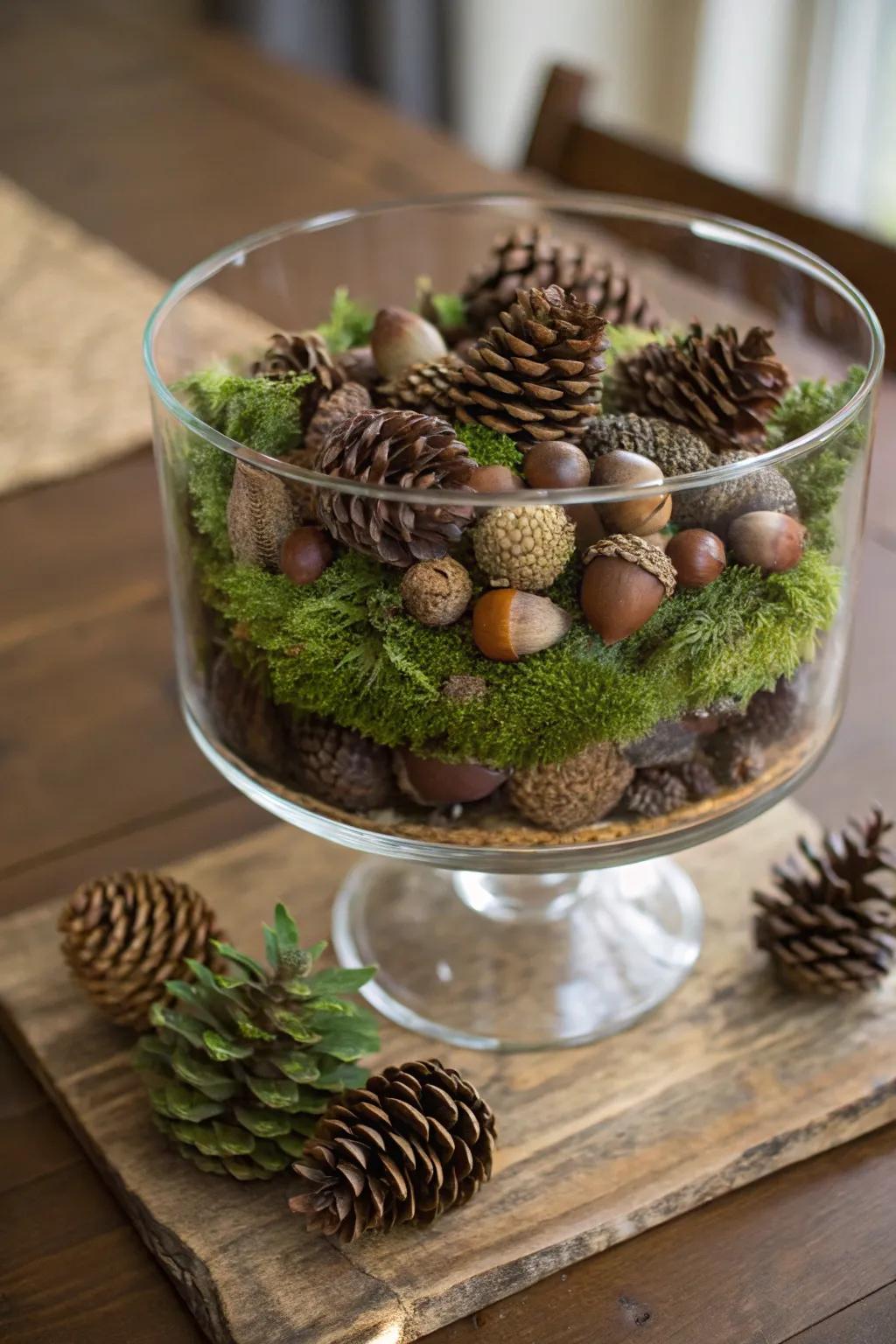 A presentation bowl encapsulating the spirit of a forest indoors.