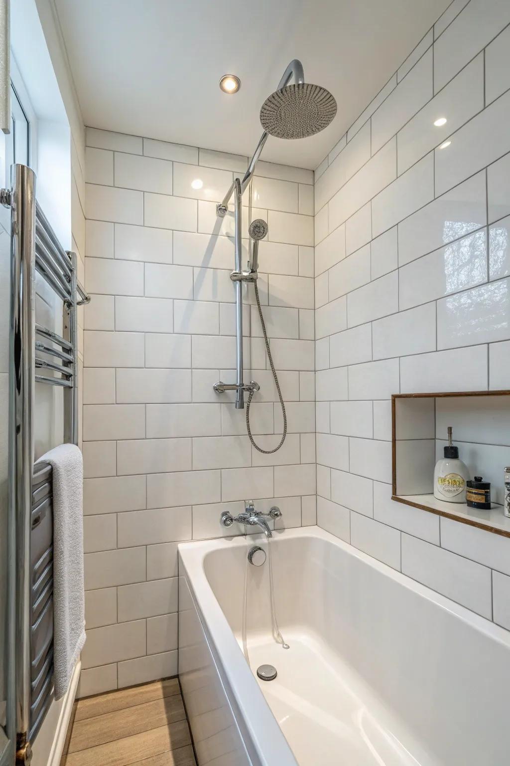 Elegant modern hardware includes a contemporary touch to this combo.